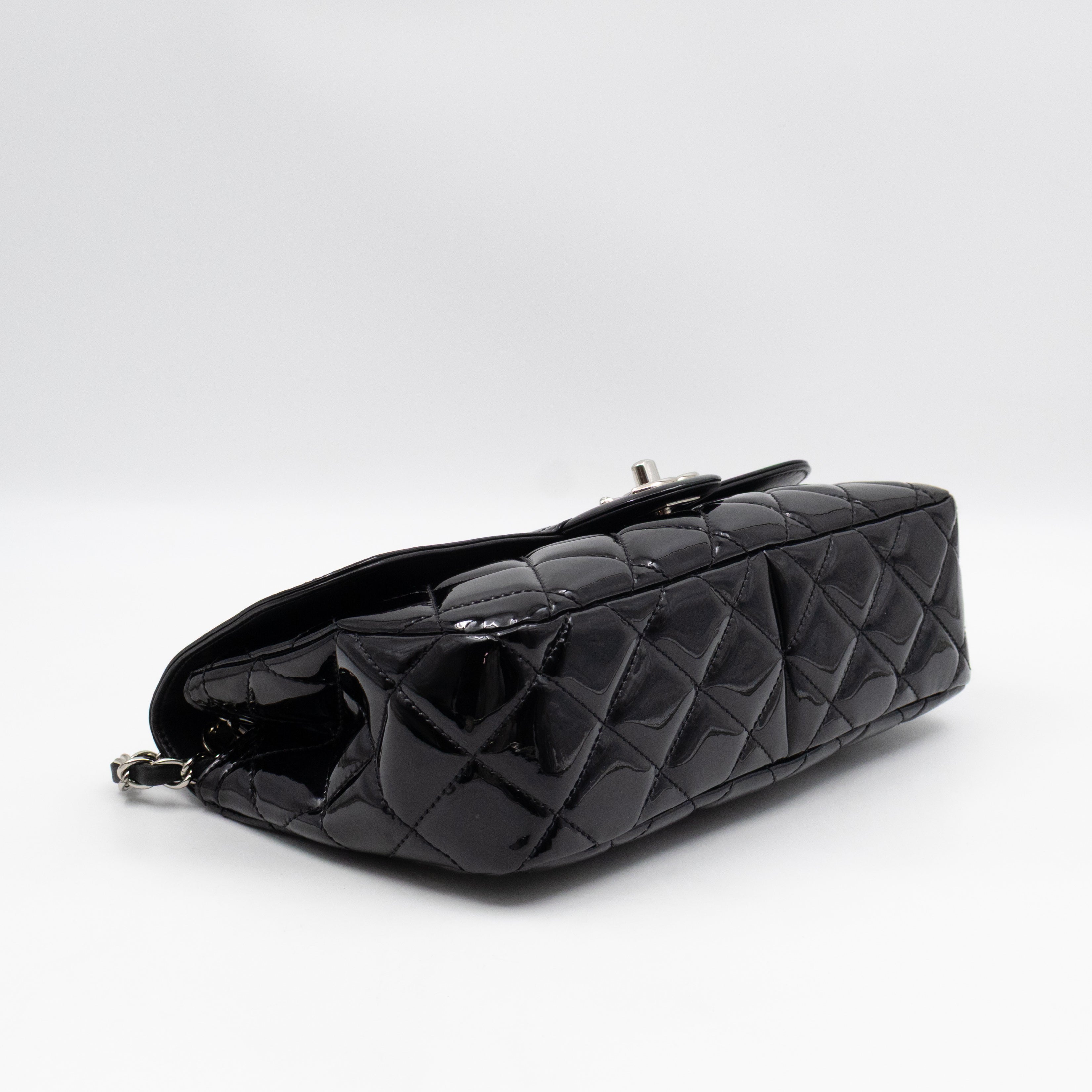 Coco Shine Single Flap Bag Black Patent Leather