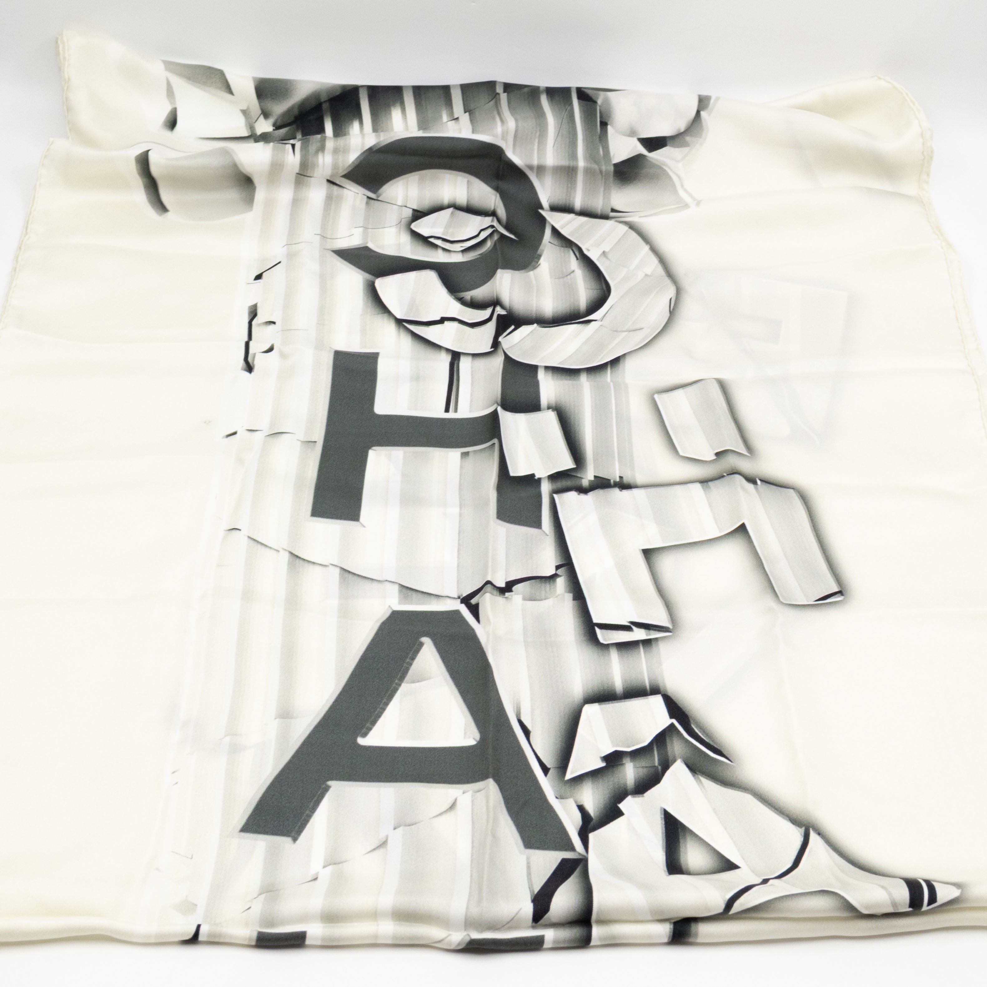 Column Pillar White Silk Scarf