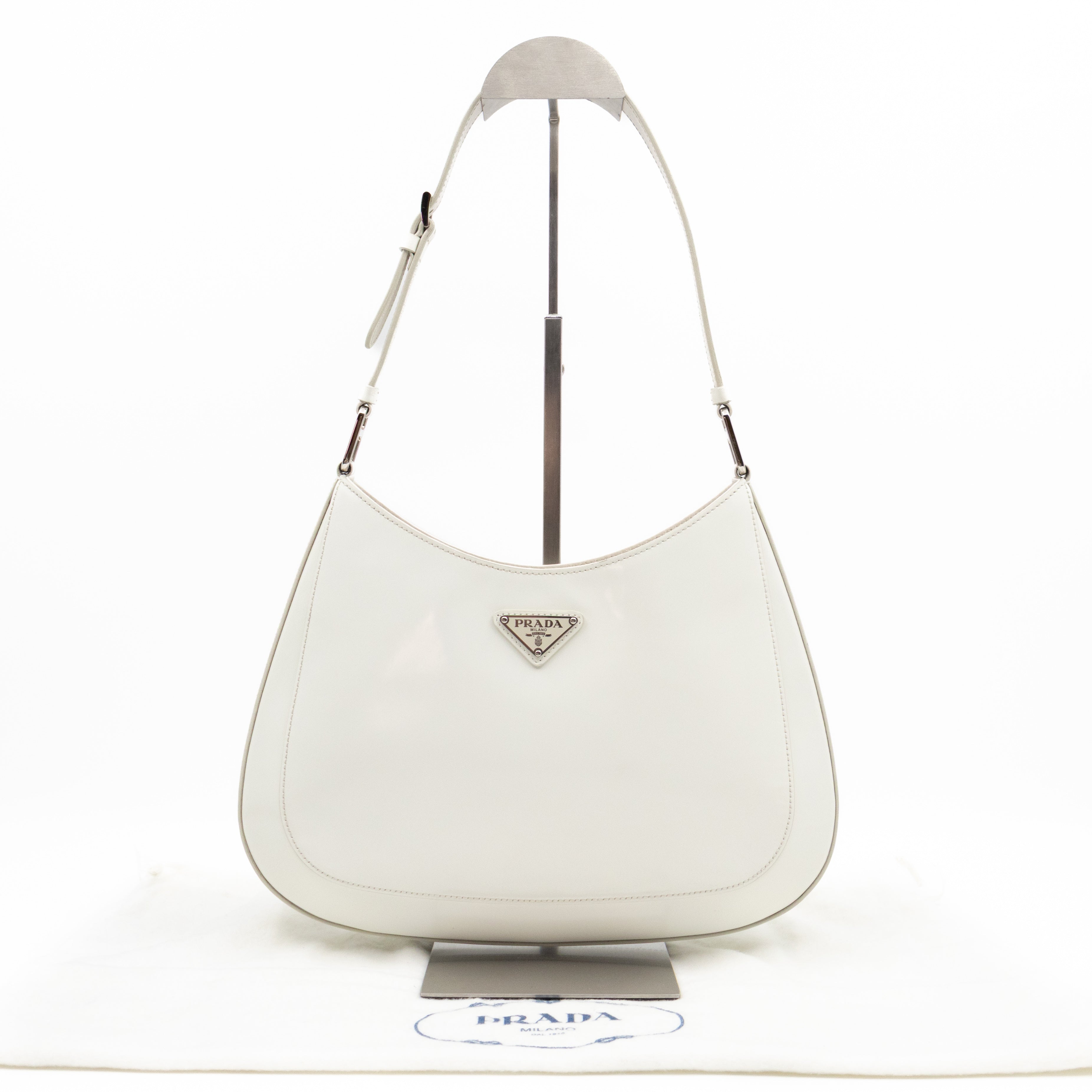 Cleo Shoulder Bag White Brushed Leather