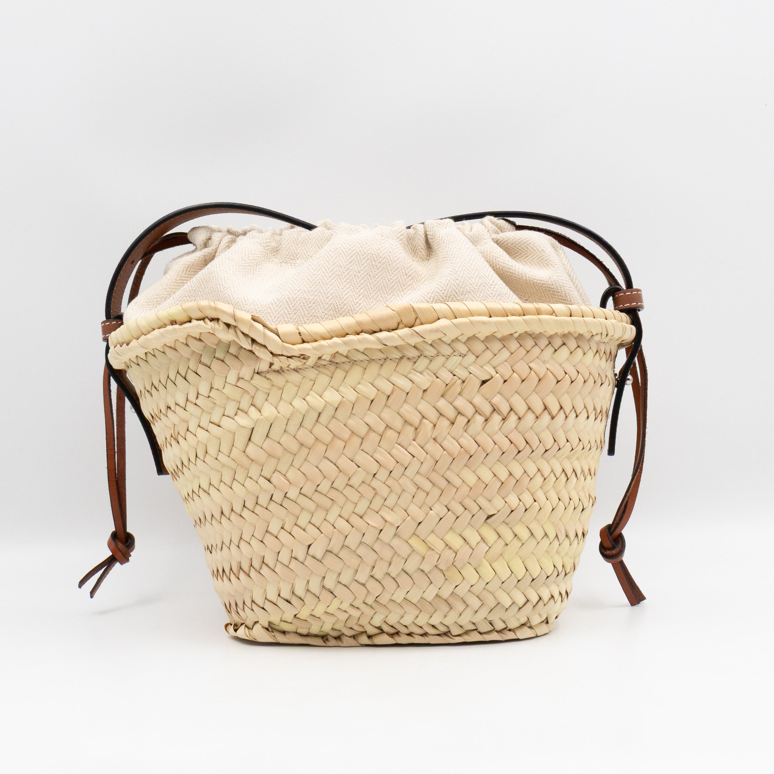 Mini Drawstring Bucket Bag Brown Calfskin Leather
