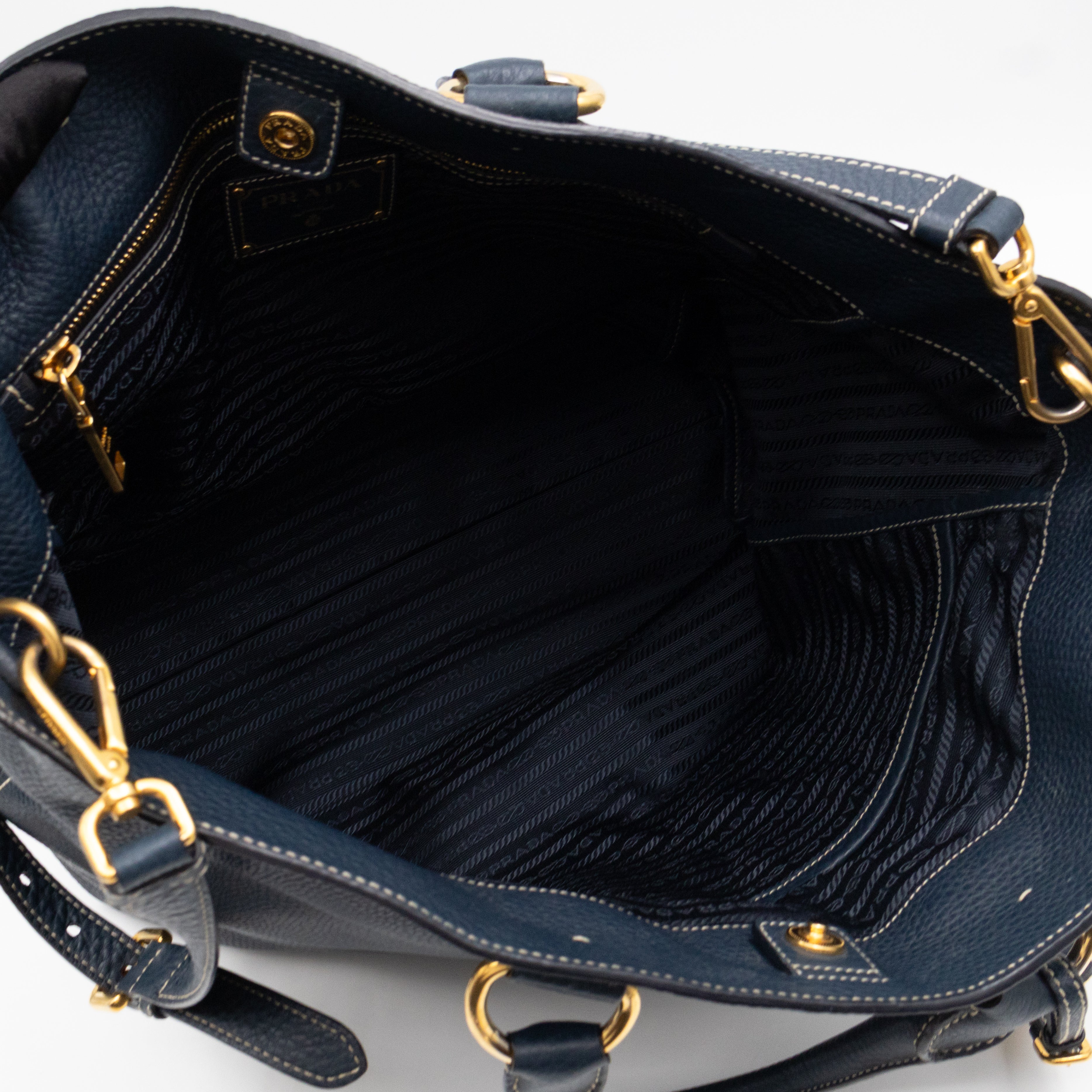 Shopper Tote Blue Leather
