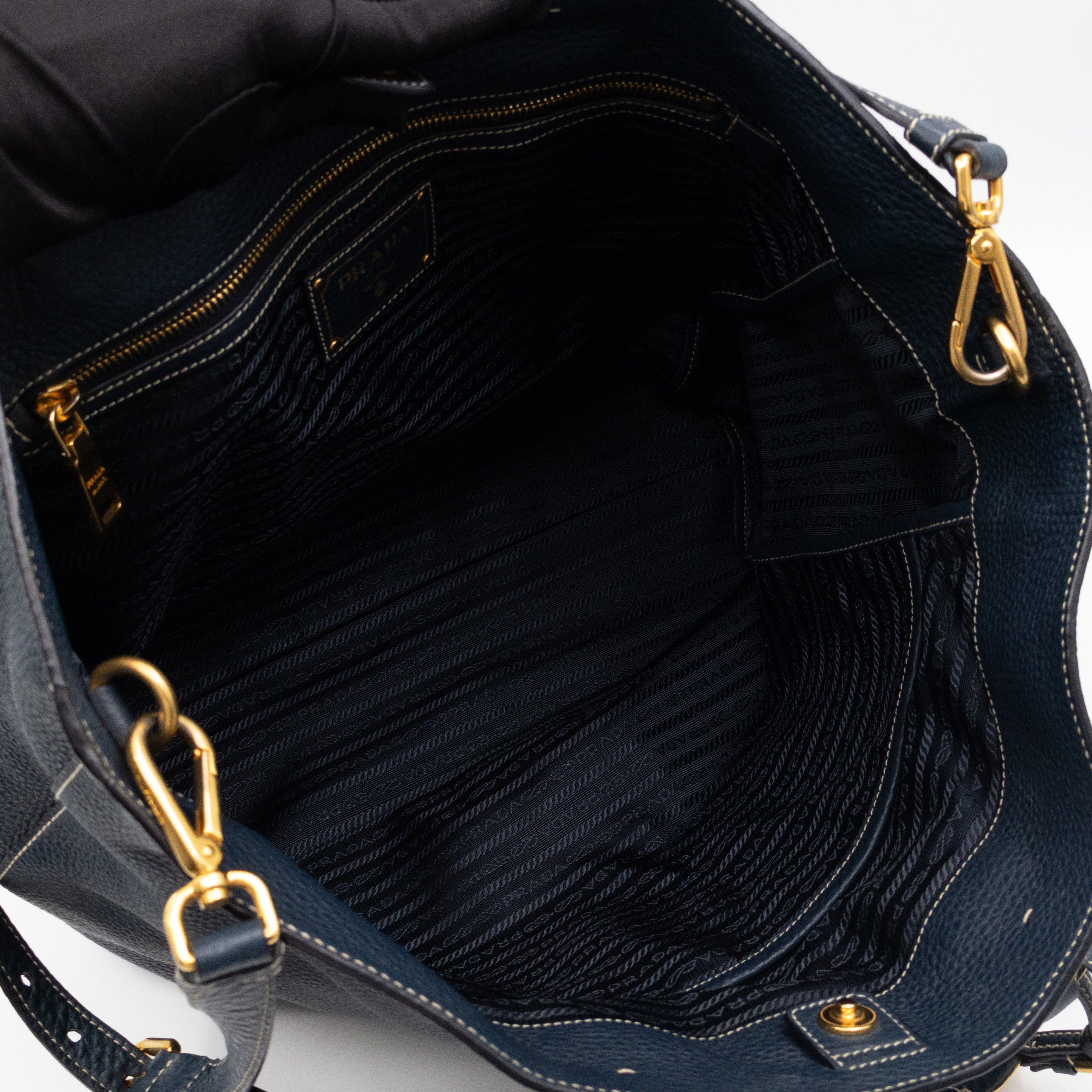Shopper Tote Blue Leather