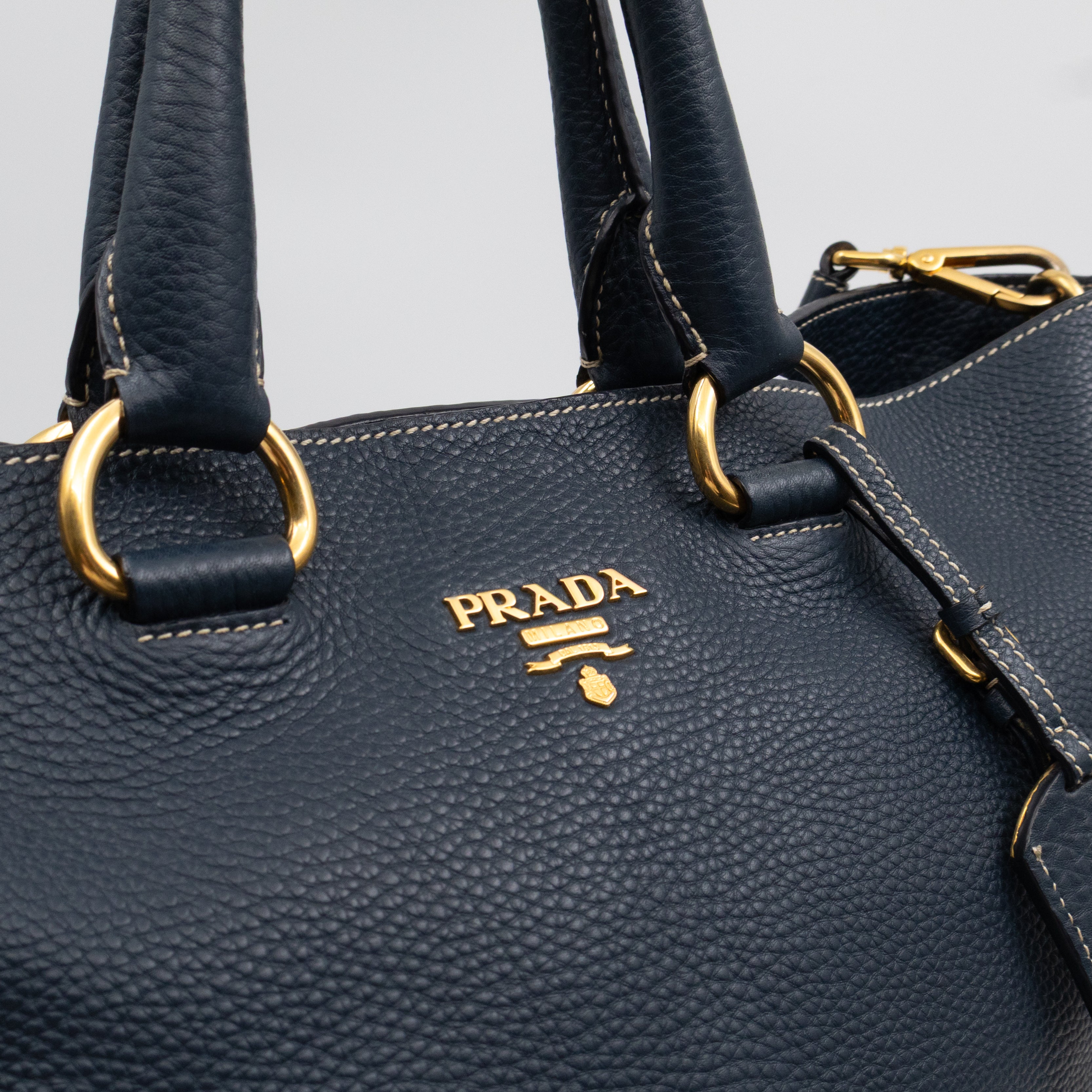Shopper Tote Blue Leather