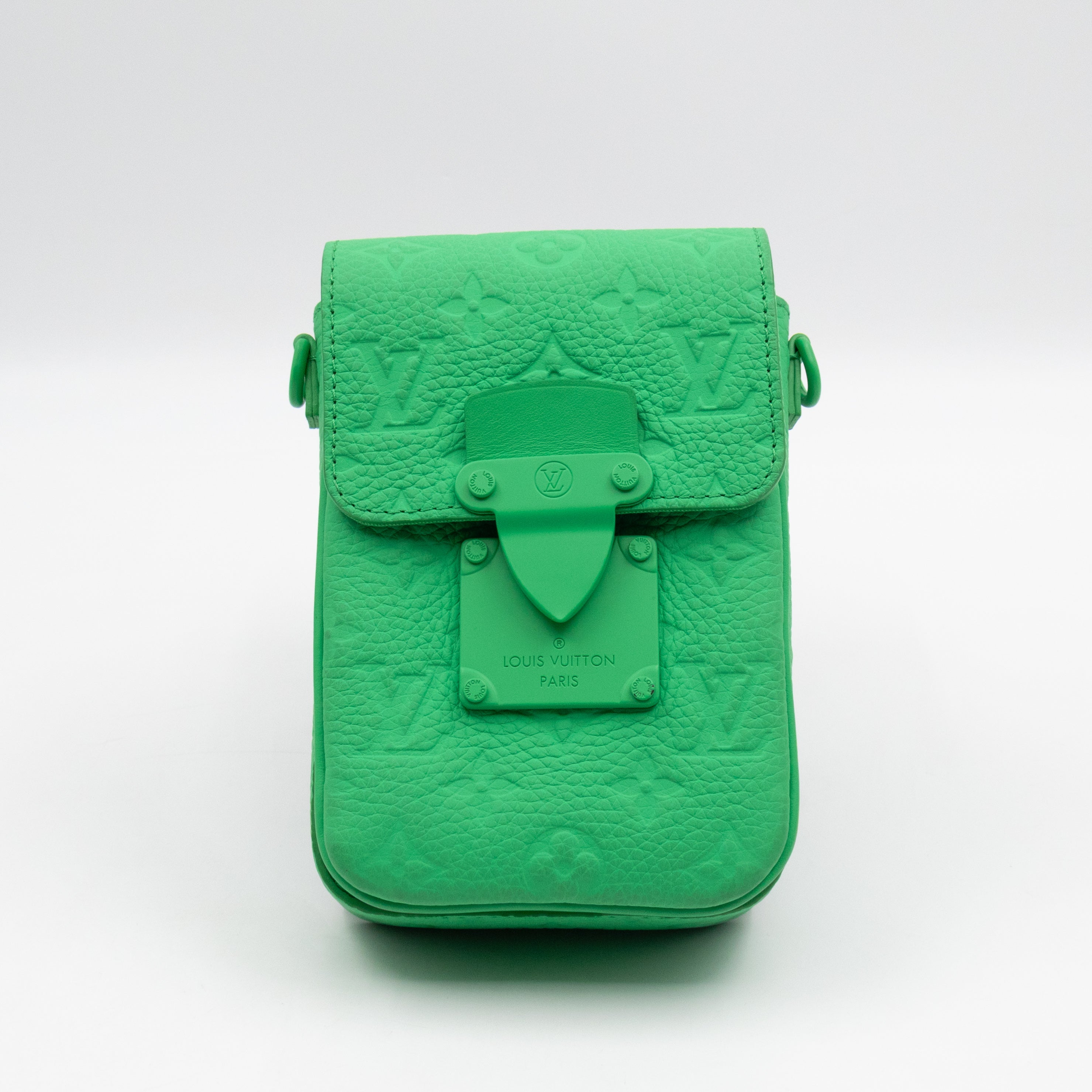 S-Lock Vertical Wallet Green Taurillon Monogram Leather
