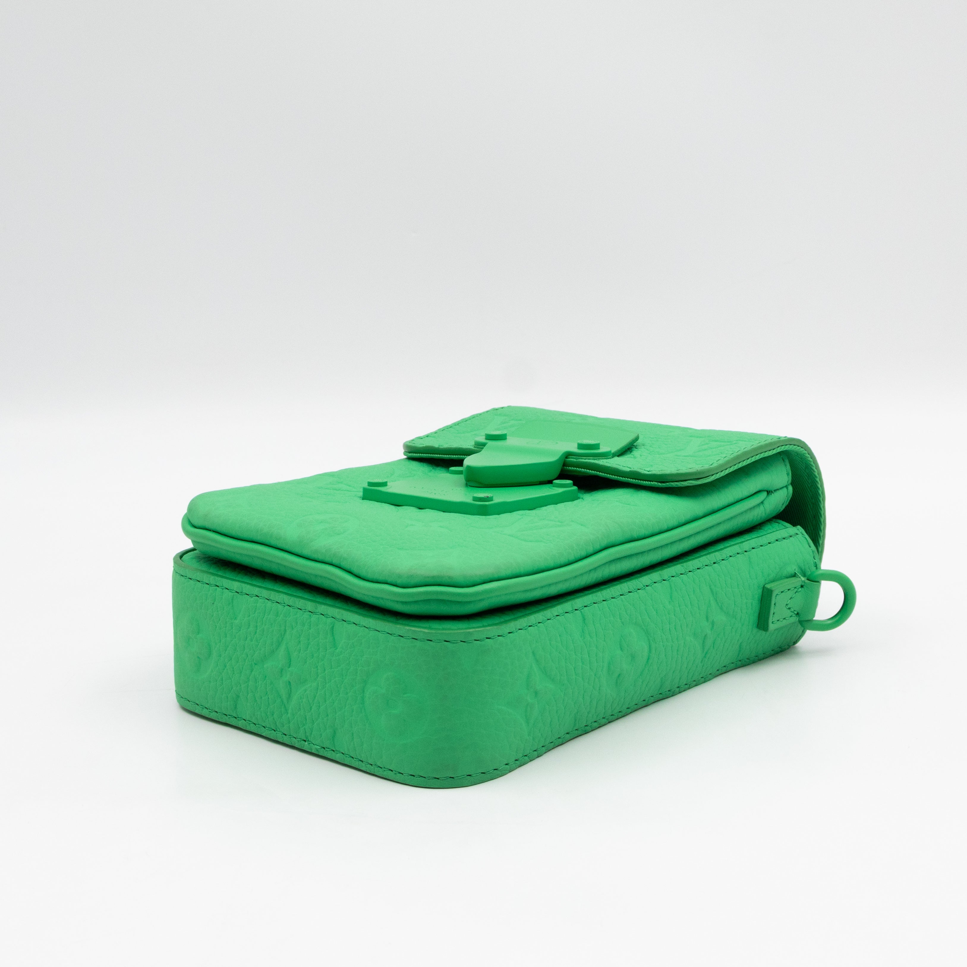 S-Lock Vertical Wallet Green Taurillon Monogram Leather