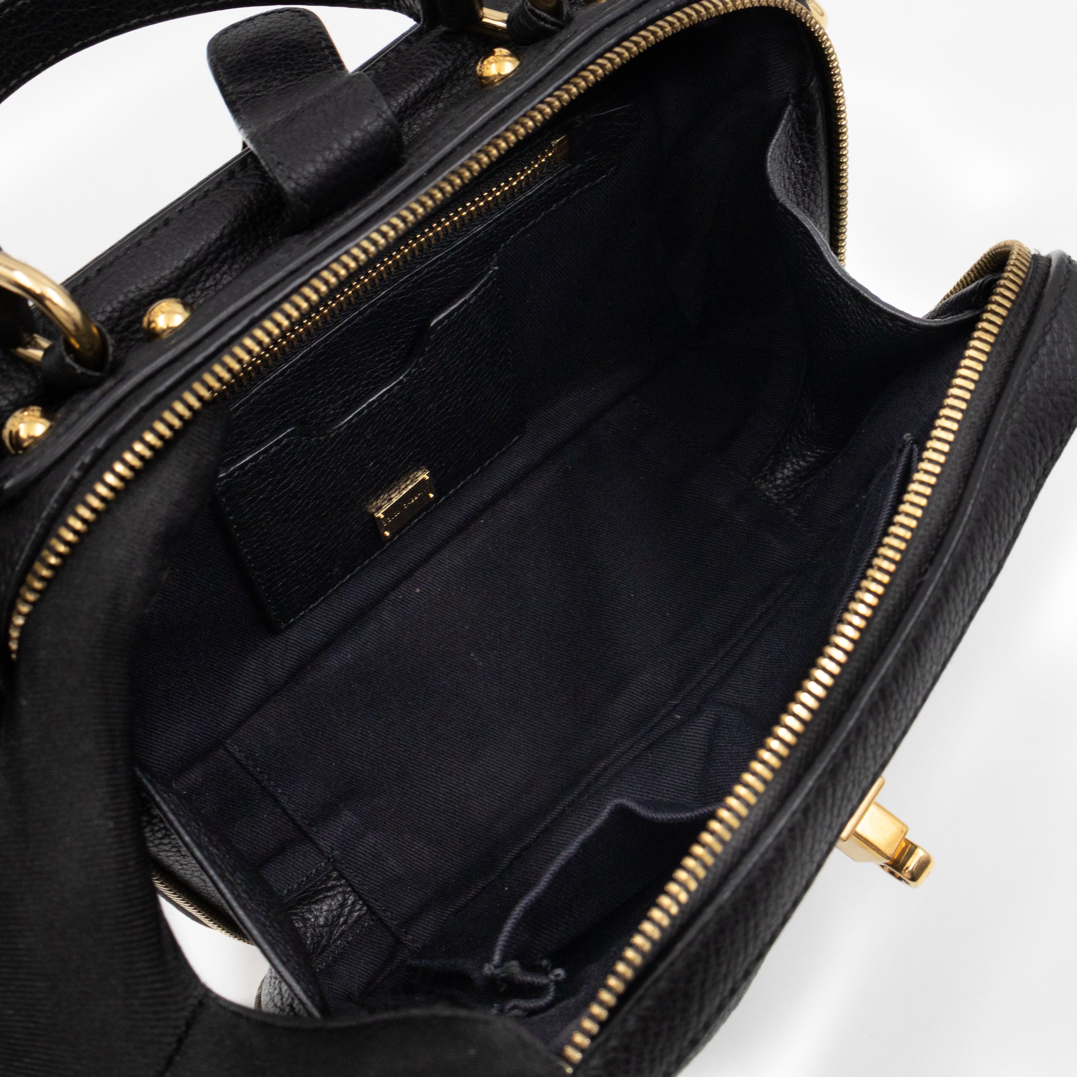 Rosaria Shoulder Bag Black Drummed Calfskin Leather