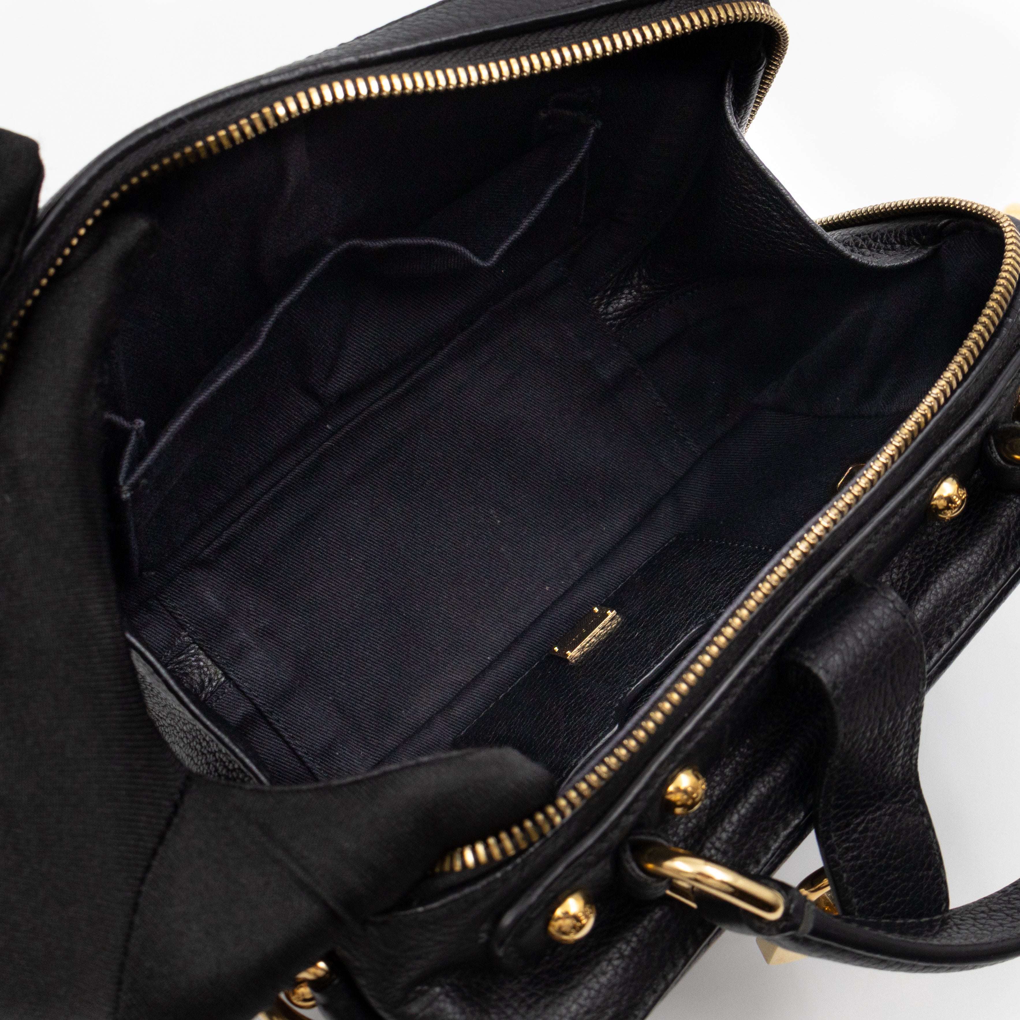 Rosaria Shoulder Bag Black Drummed Calfskin Leather