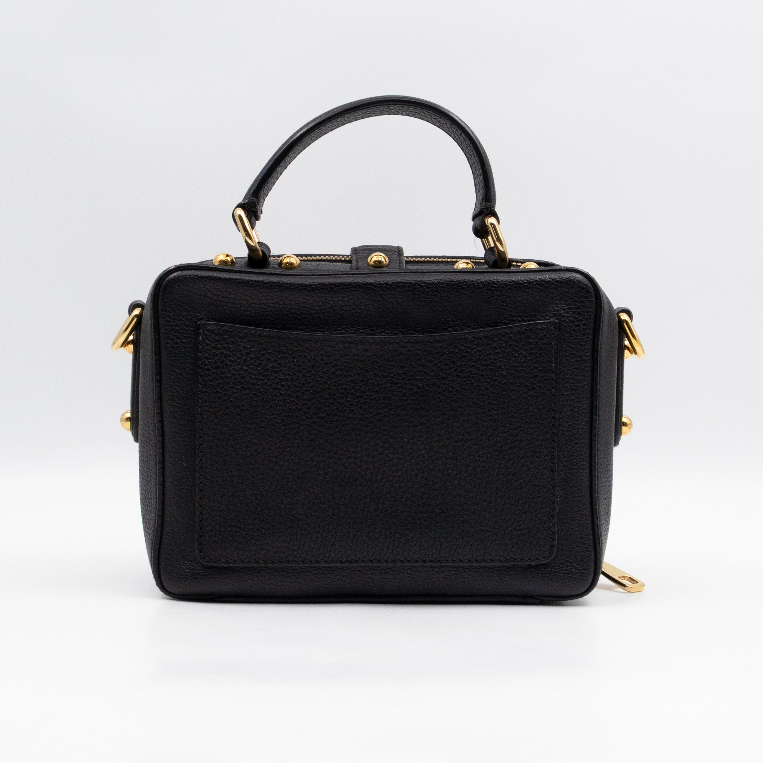 Rosaria Shoulder Bag Black Drummed Calfskin Leather