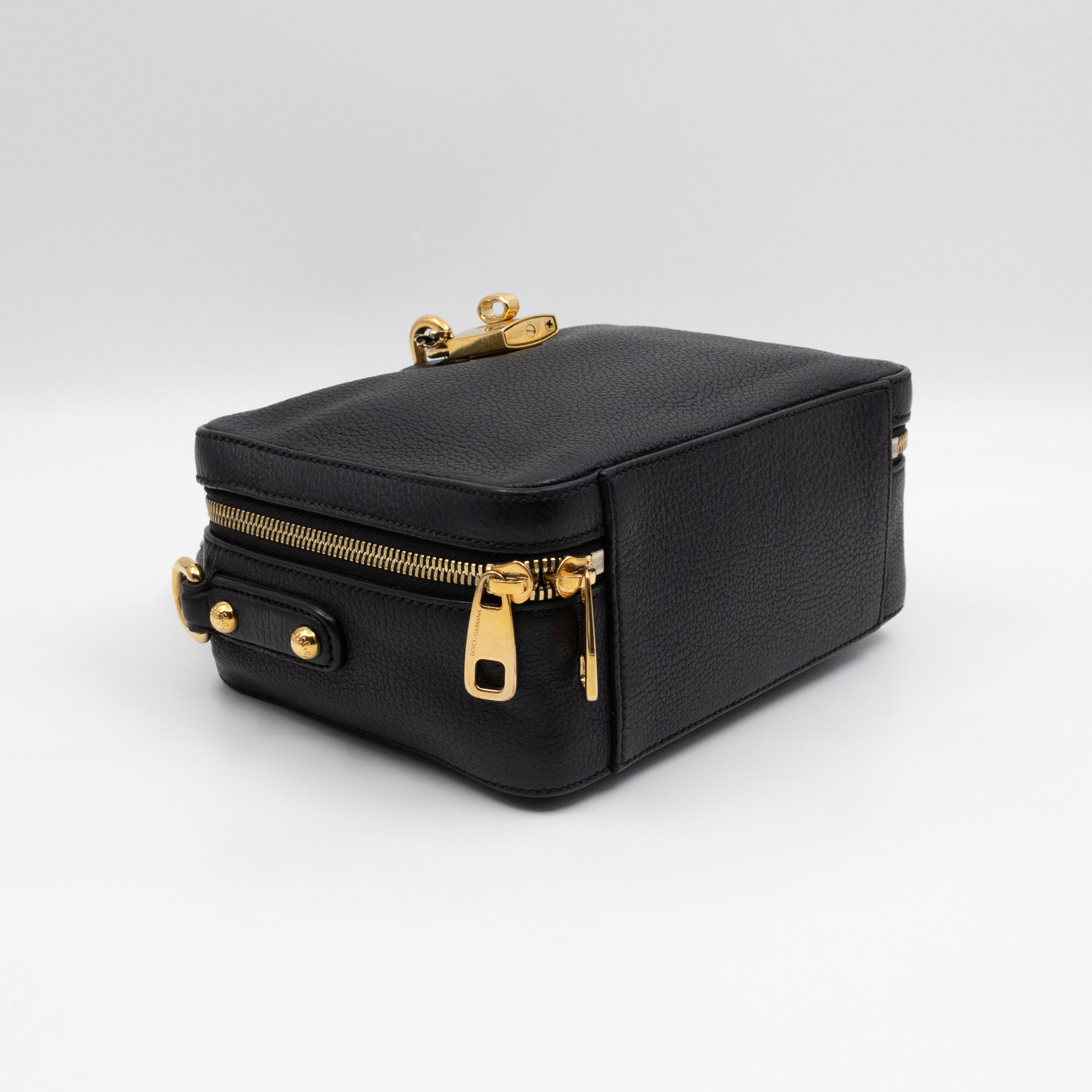 Rosaria Shoulder Bag Black Drummed Calfskin Leather