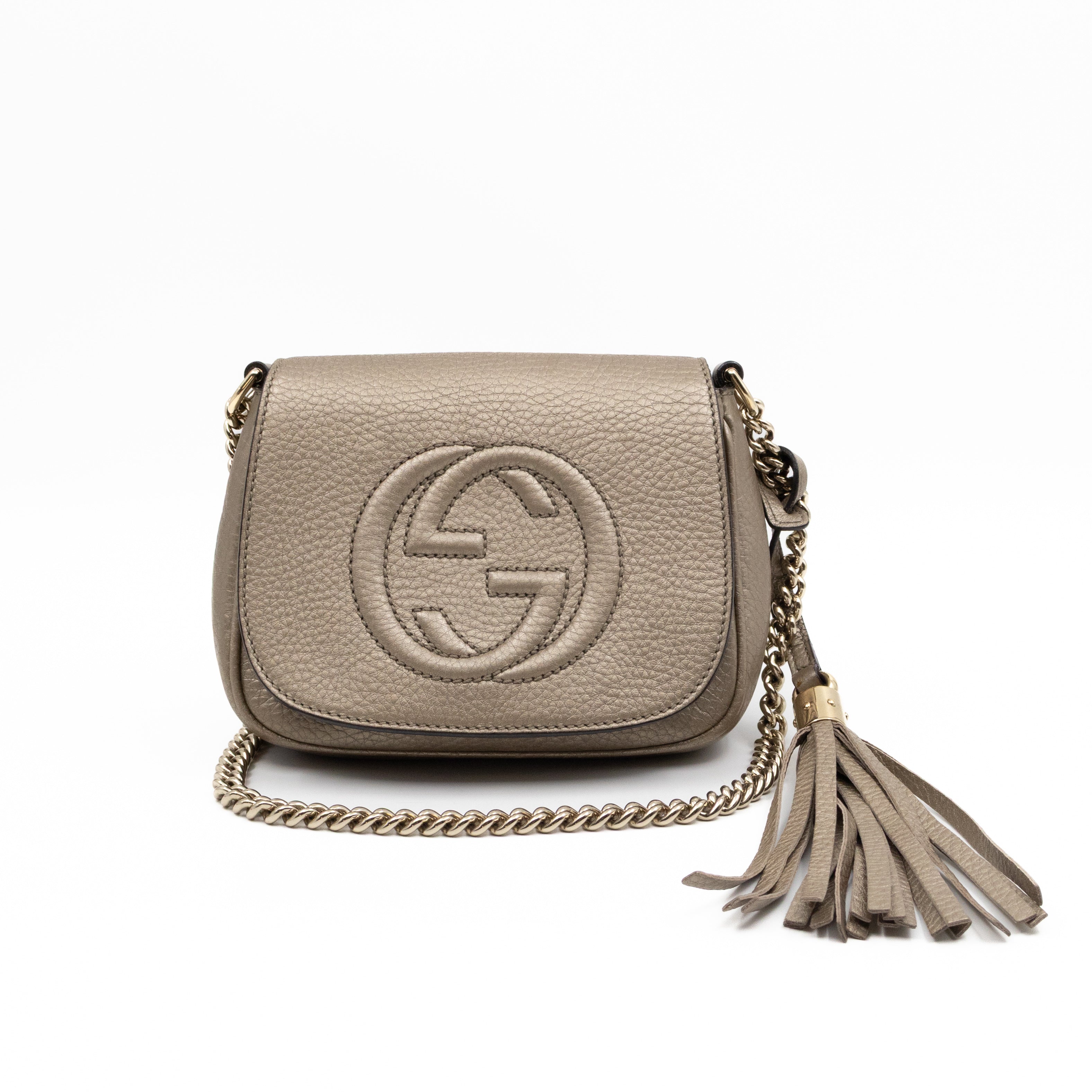 Mini Soho Flap Bag Champagne Leather