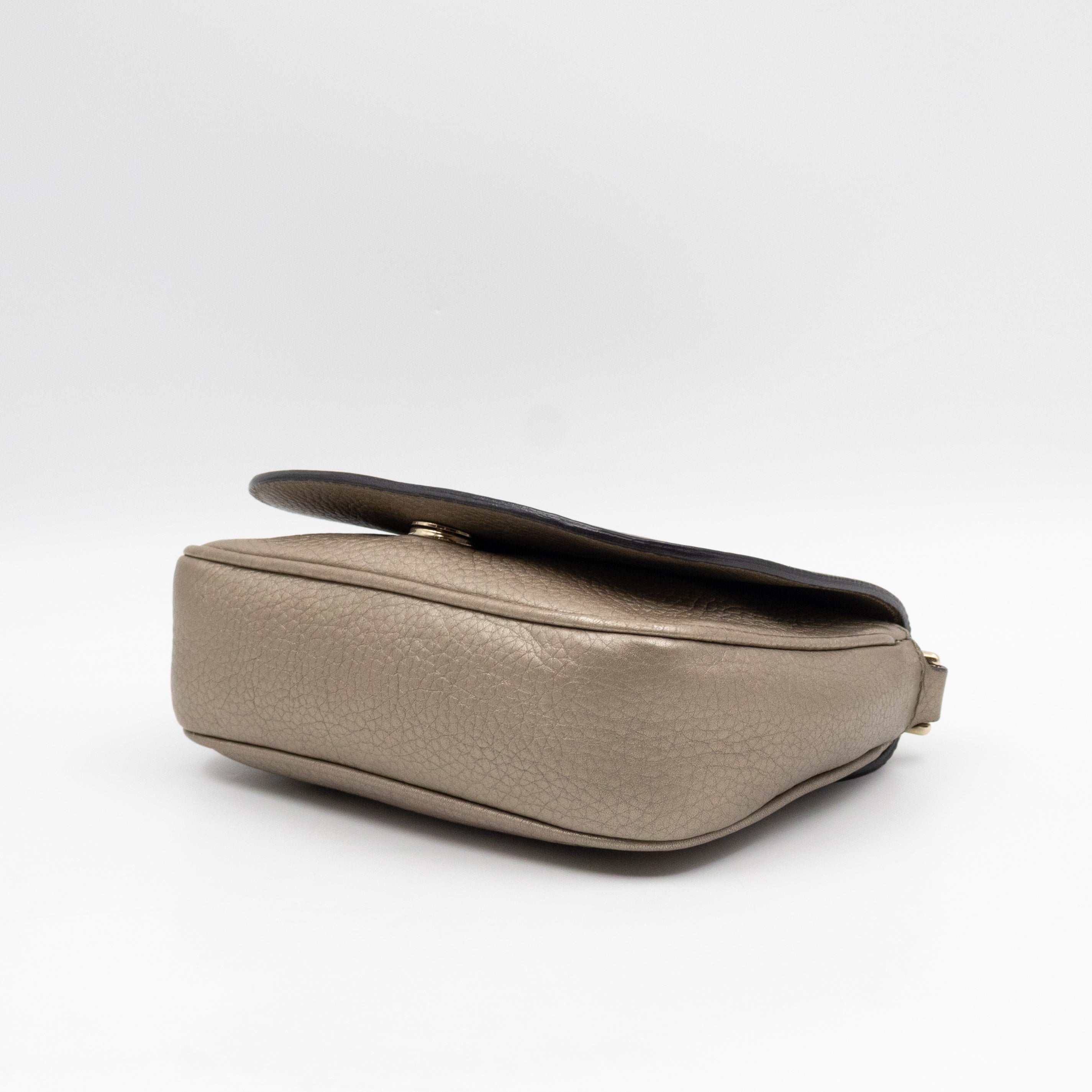 Mini Soho Flap Bag Champagne Leather