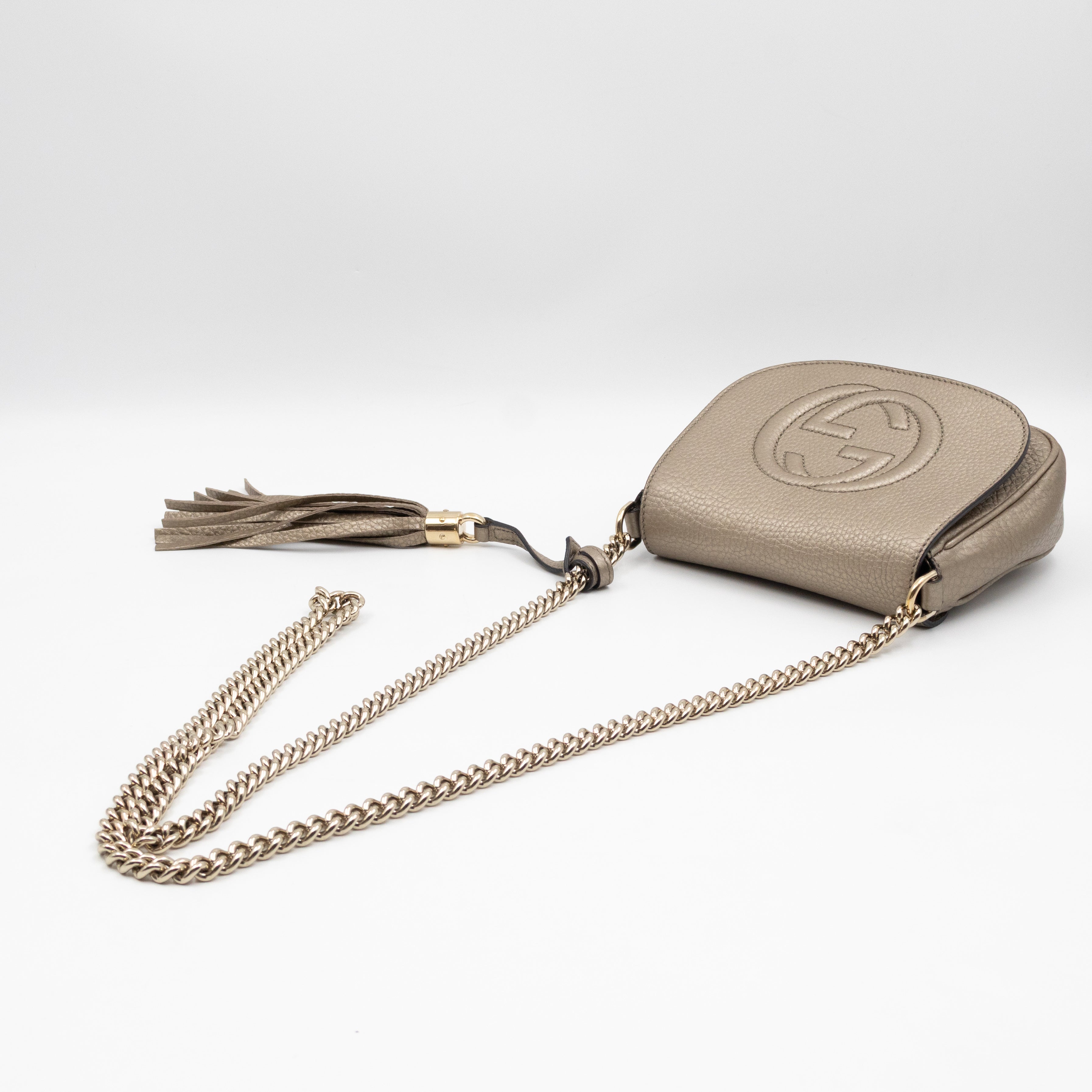 Mini Soho Flap Bag Champagne Leather