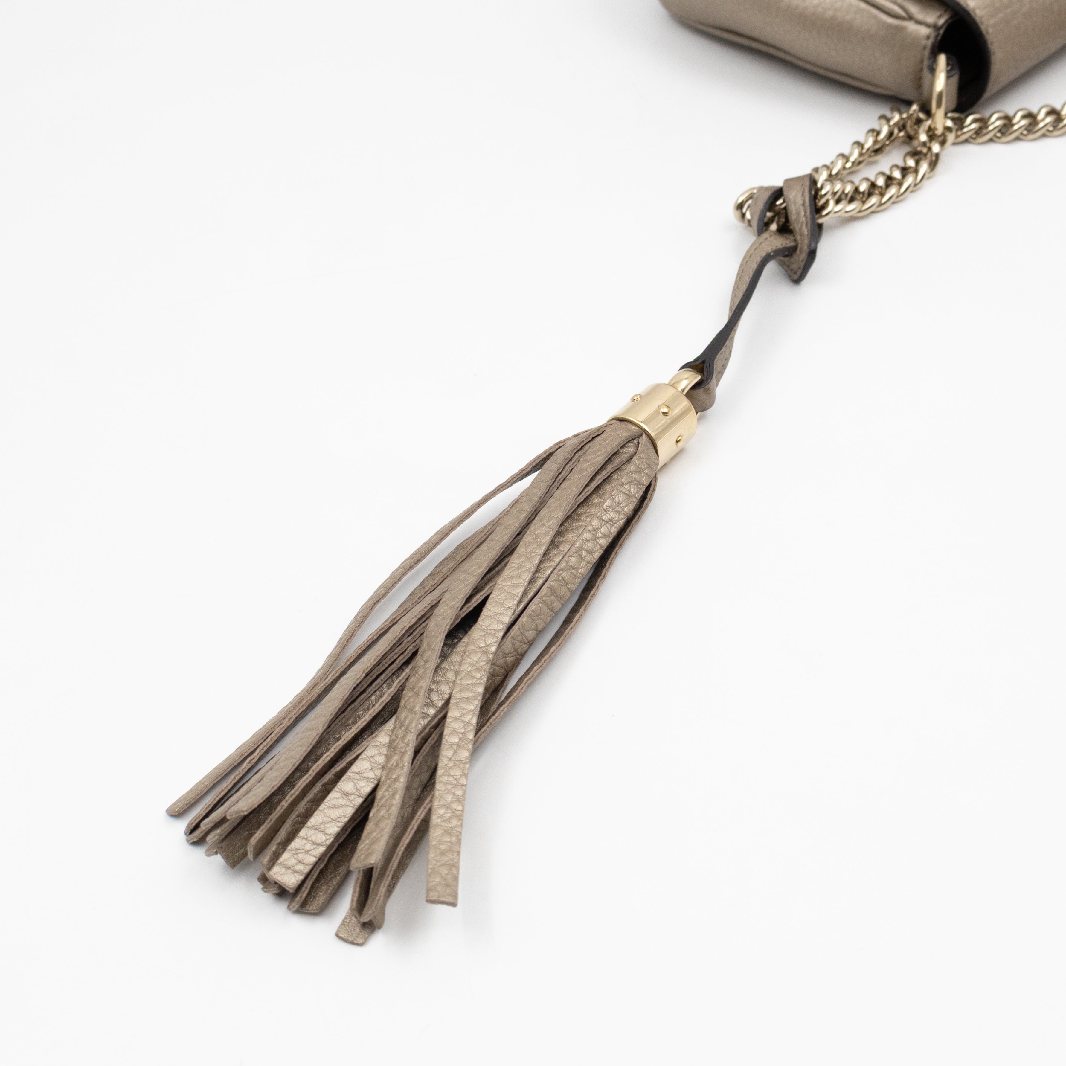 Mini Soho Flap Bag Champagne Leather