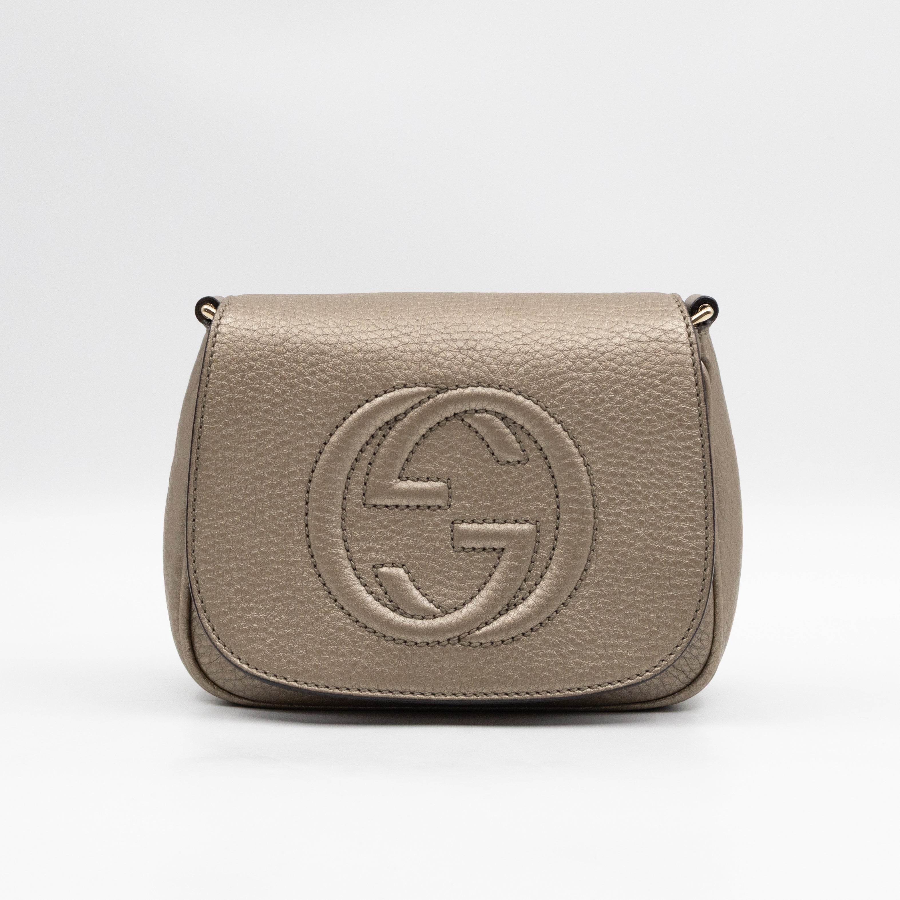 Mini Soho Flap Bag Champagne Leather