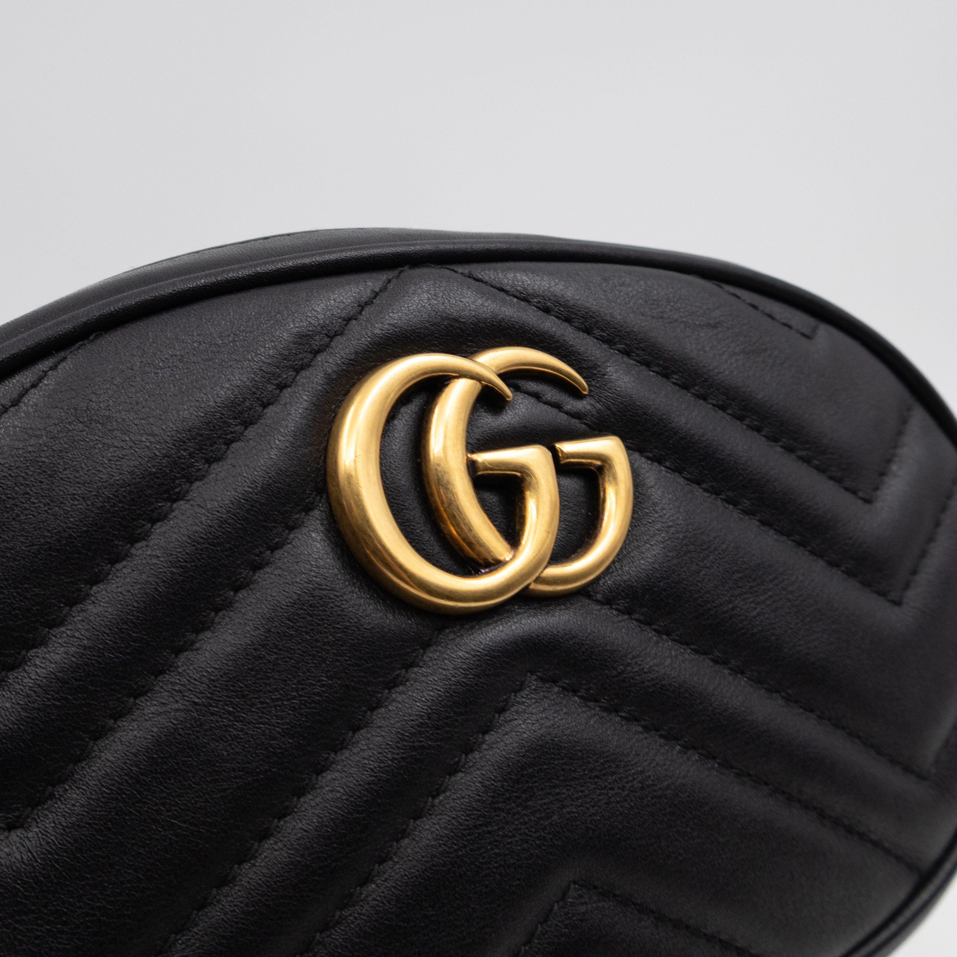 GG Marmont Matelasse Mini Belt Bag Black Leather 85 cm