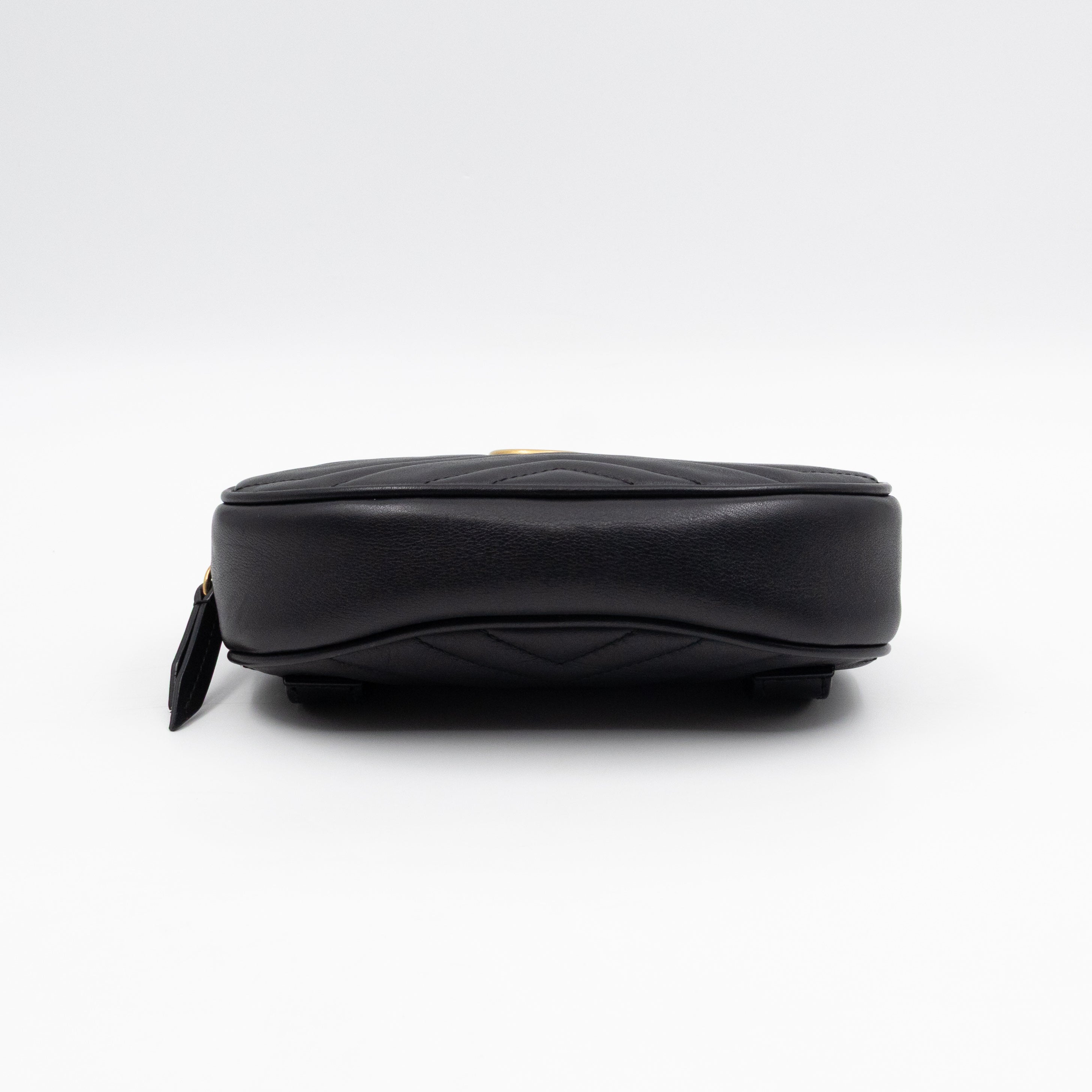 GG Marmont Matelasse Mini Belt Bag Black Leather 85 cm