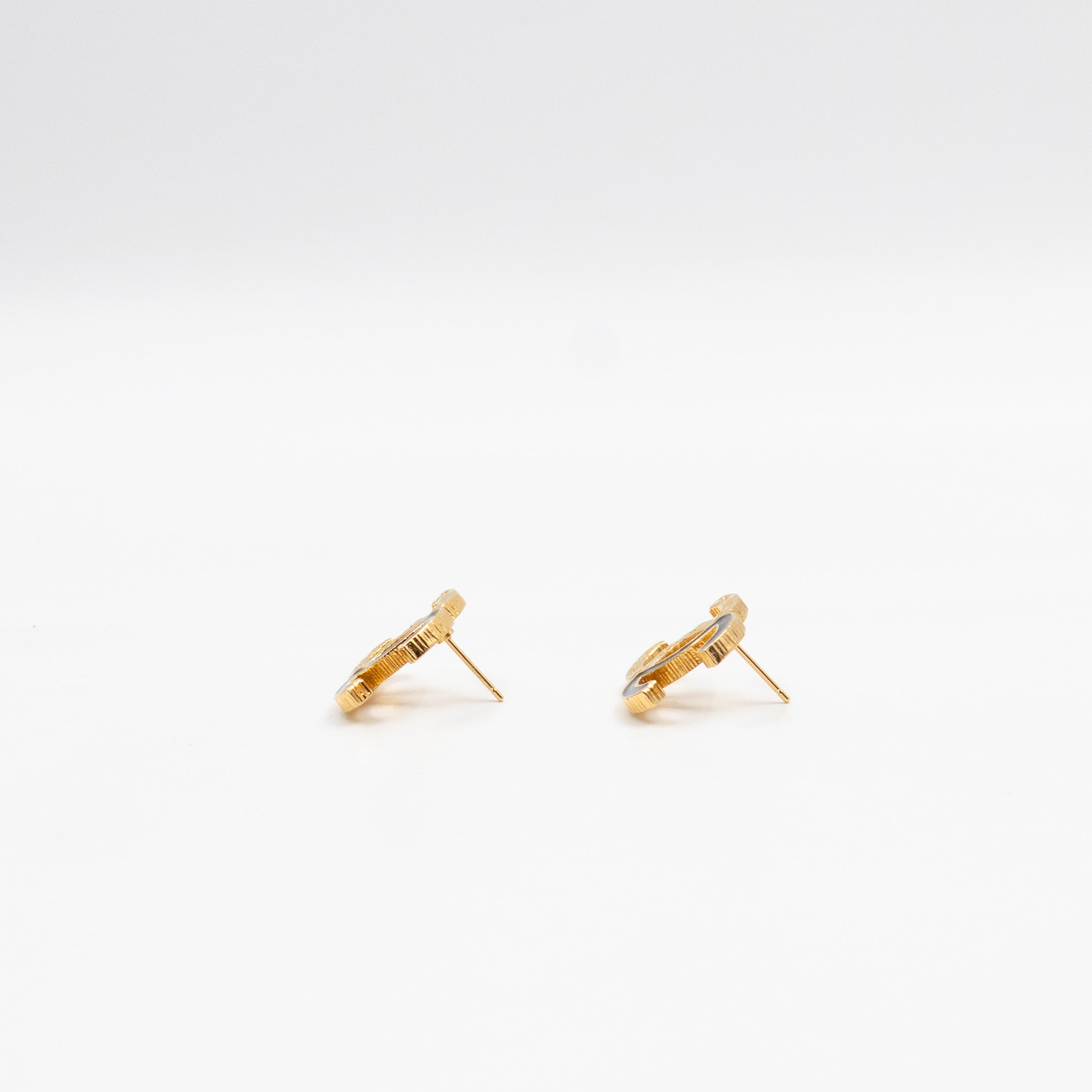 CC Black Enamel Gold Earrings