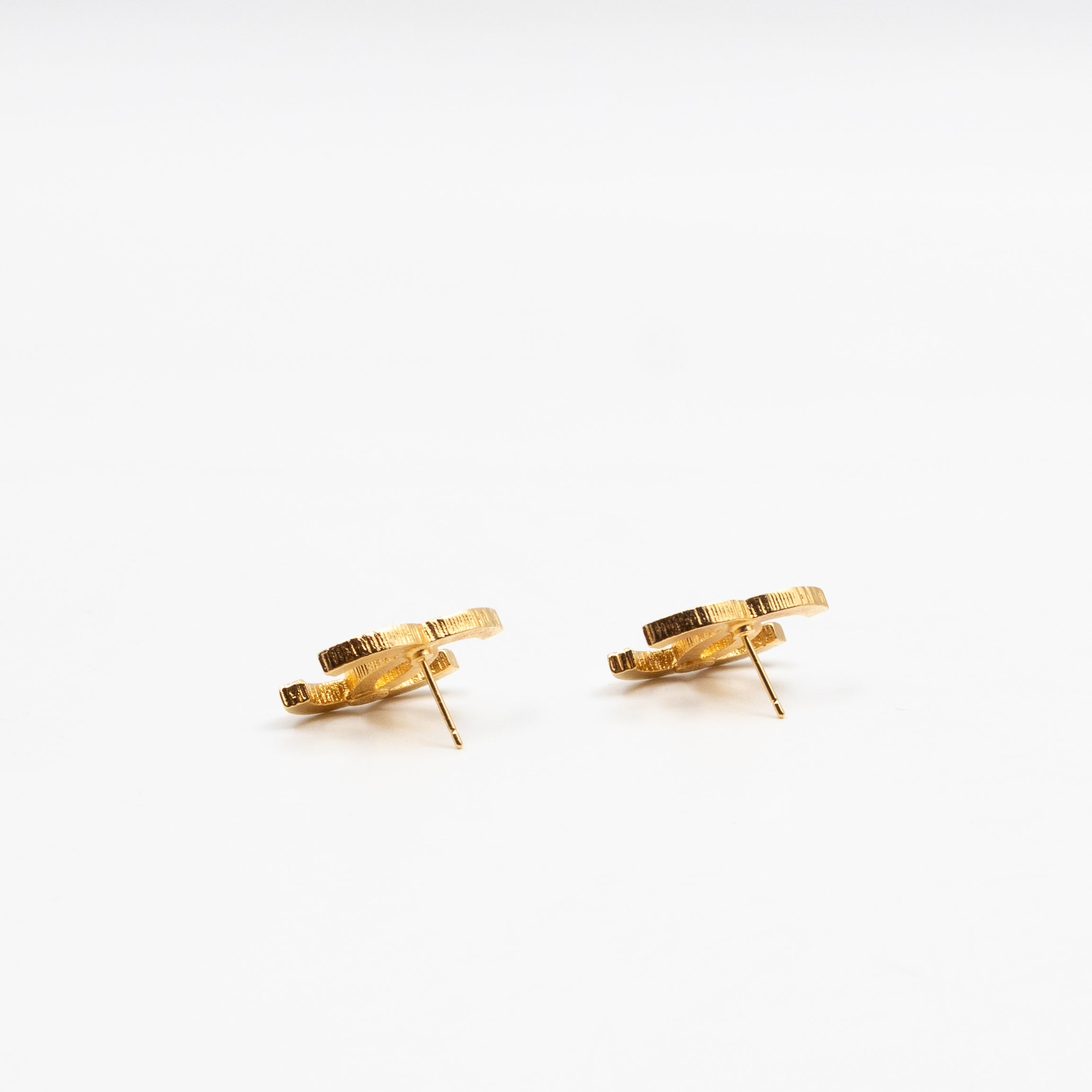 CC Black Enamel Gold Earrings