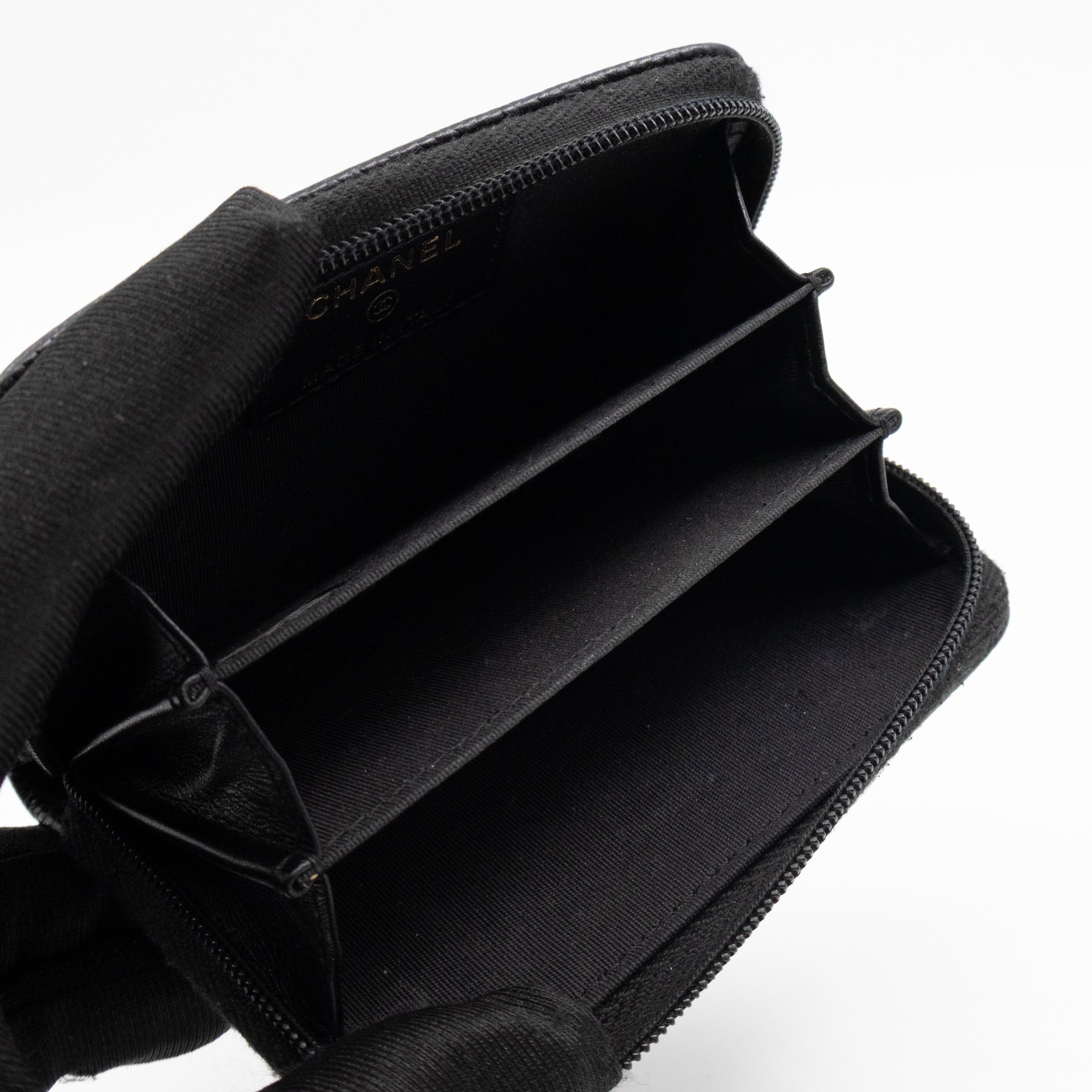 Zip Around Card Case CC Black Caviar Leather