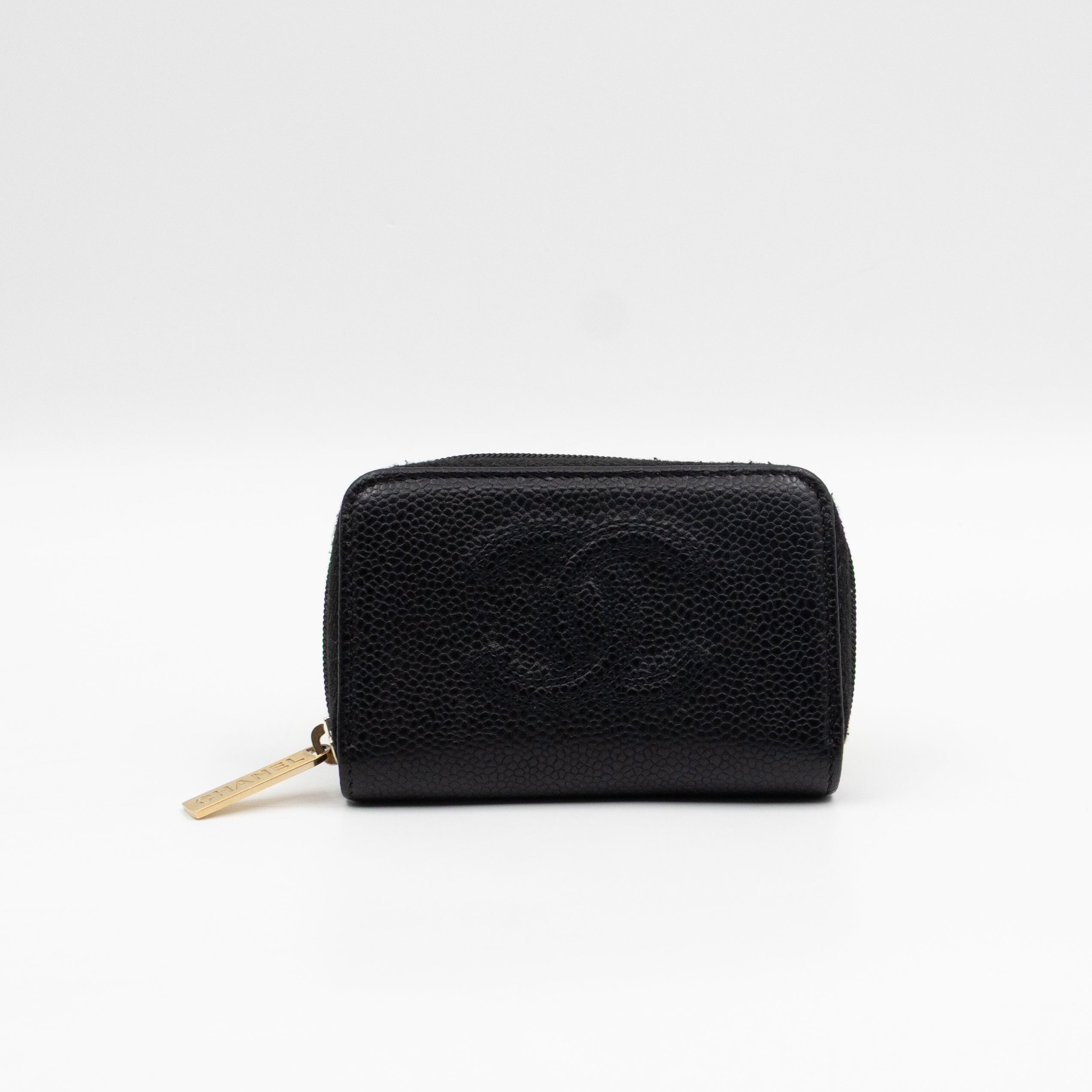 Zip Around Card Case CC Black Caviar Leather