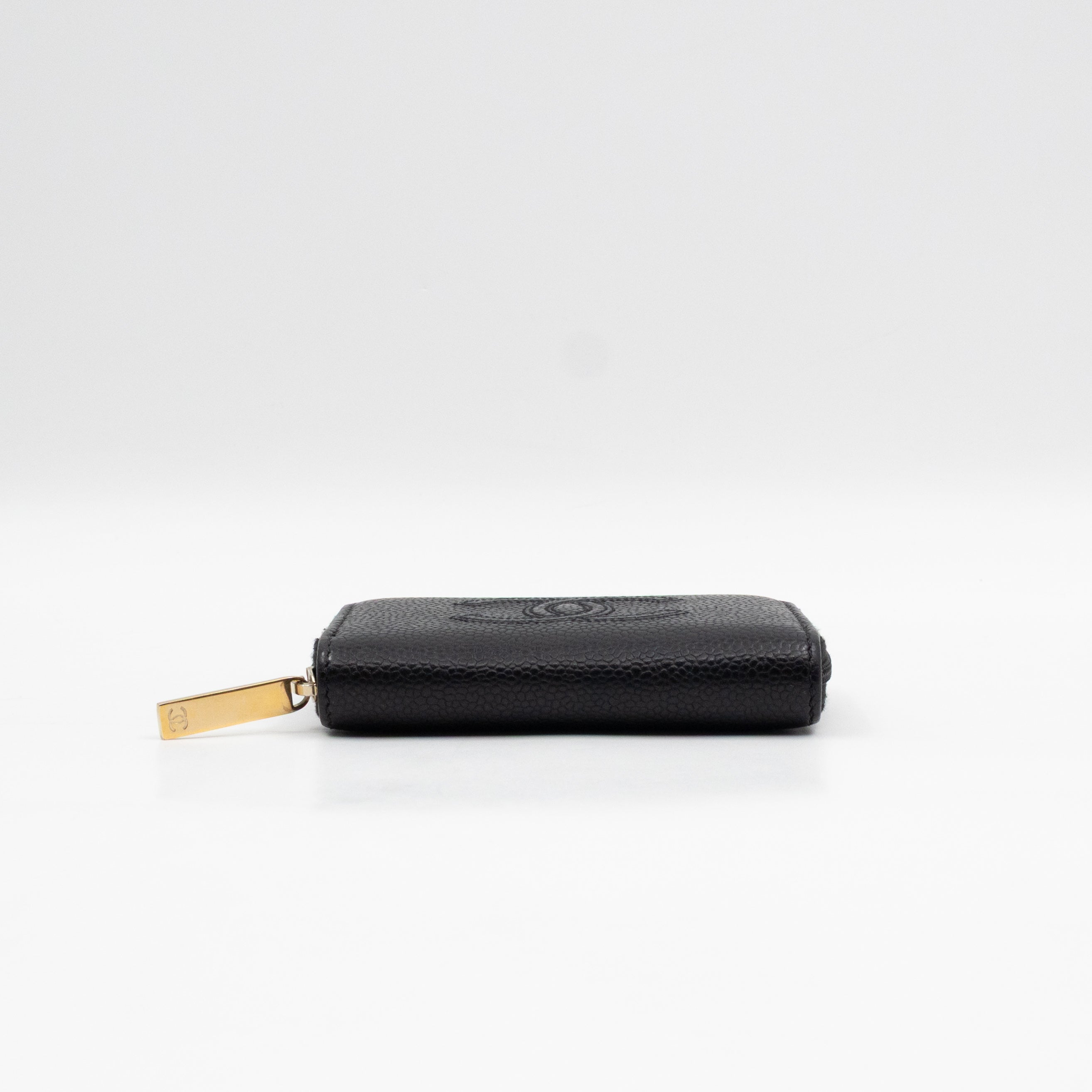 Zip Around Card Case CC Black Caviar Leather