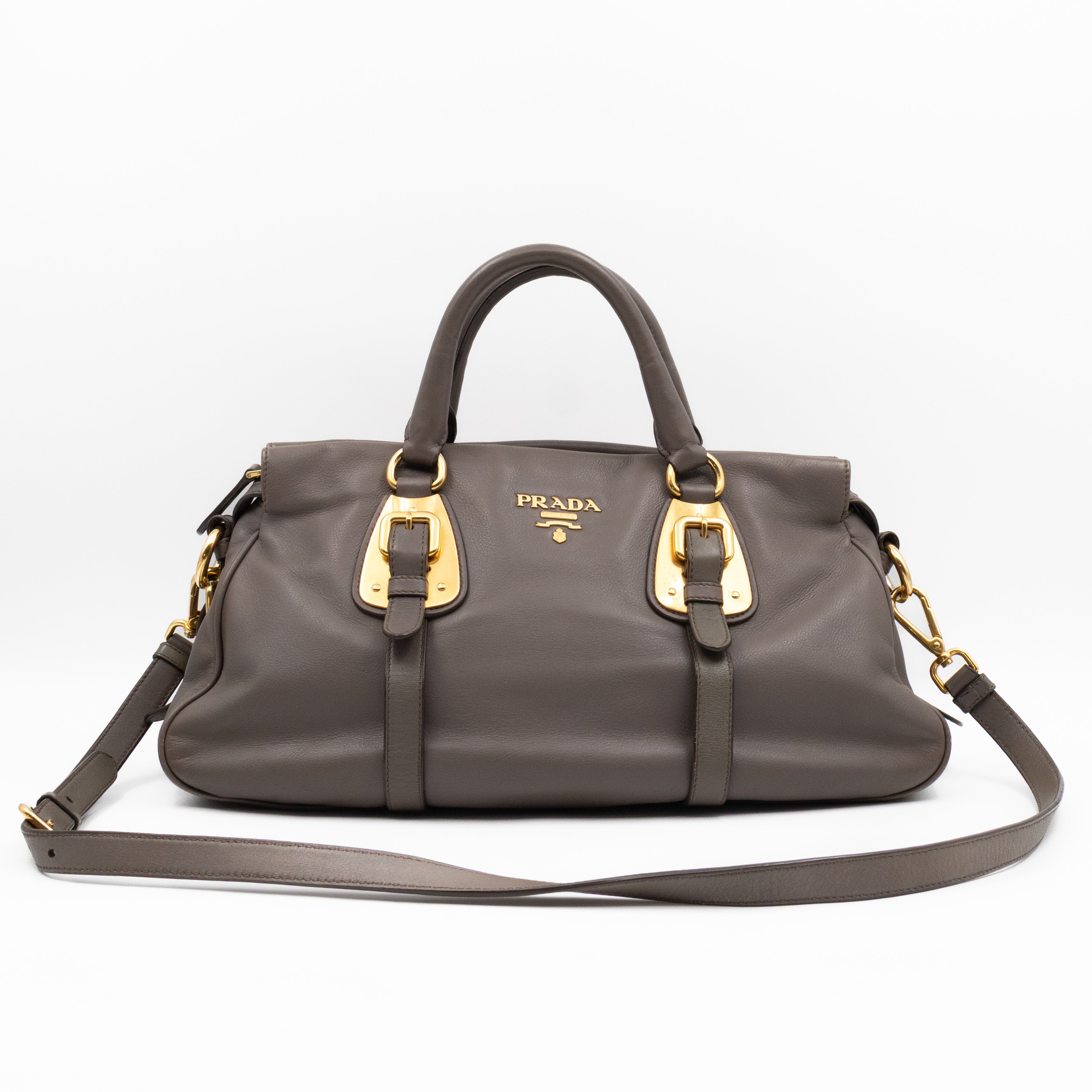 Shoulder Bag Grey Soft Calfskin Leather
