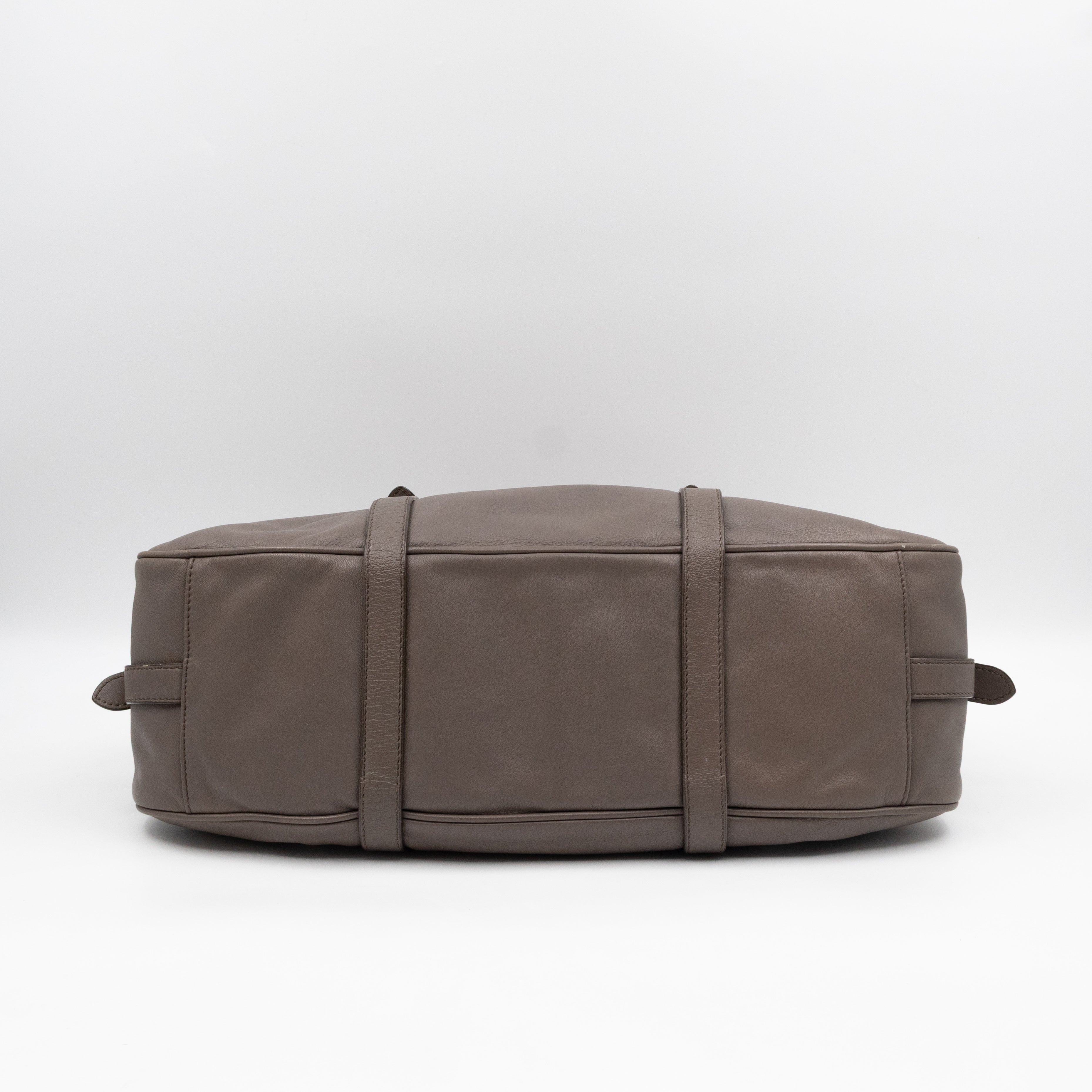 Shoulder Bag Grey Soft Calfskin Leather