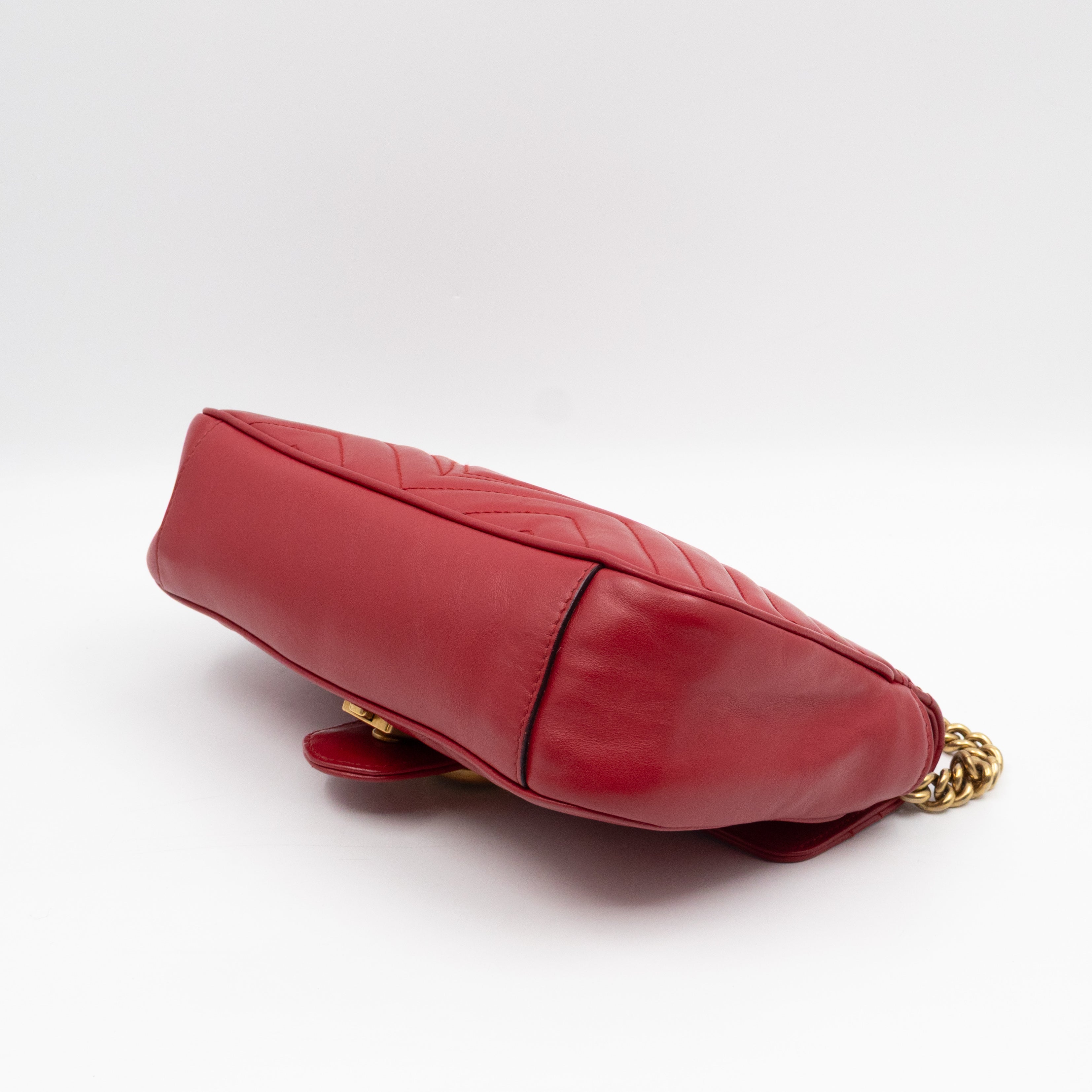 GG Marmont Medium Flap Bag Red Matelasse Leather