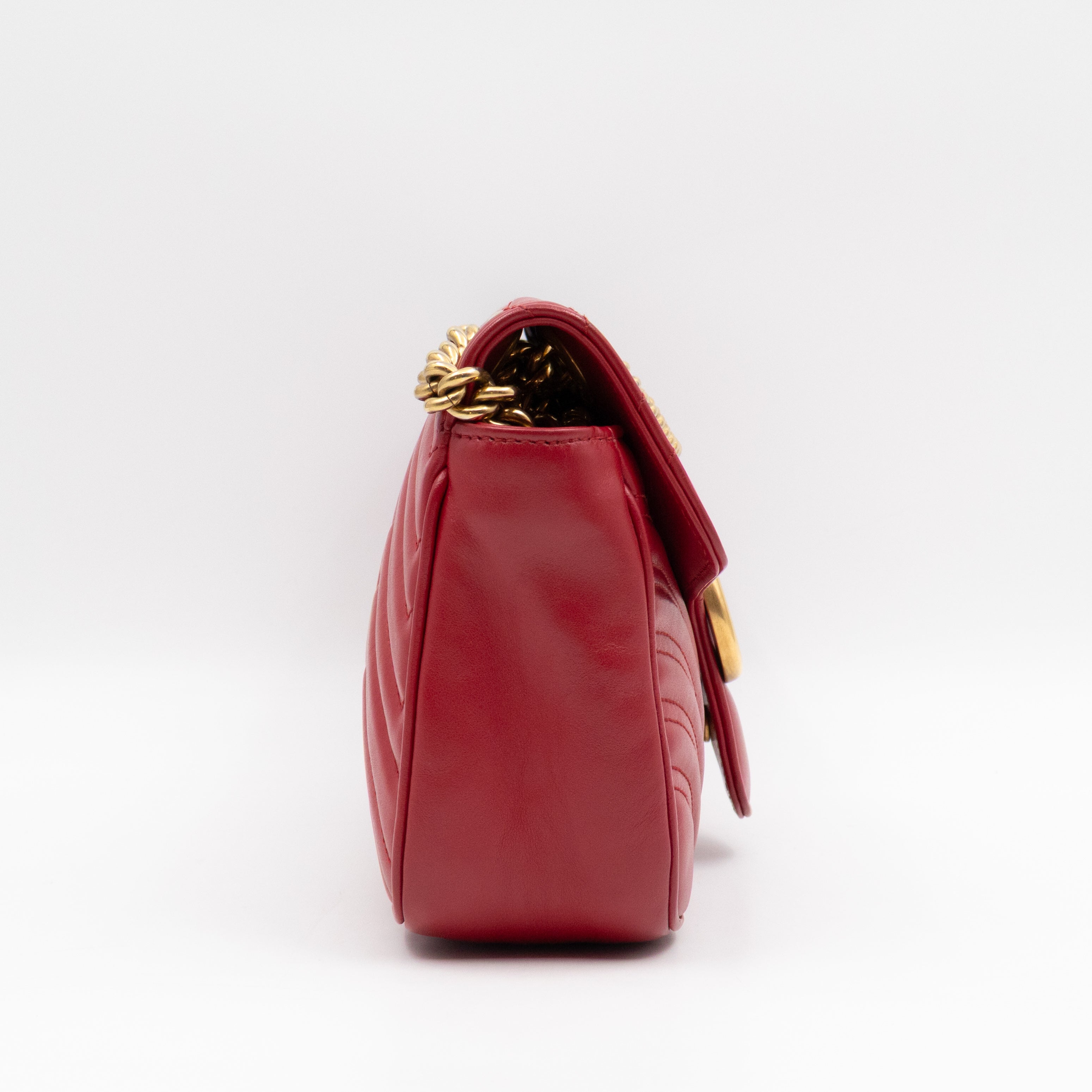 GG Marmont Medium Flap Bag Red Matelasse Leather