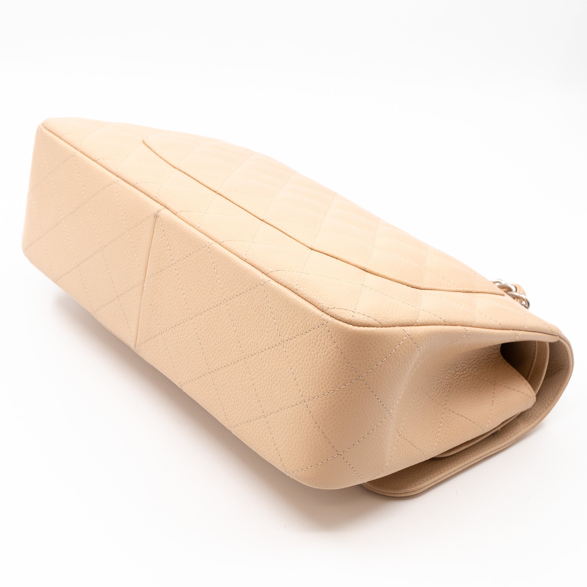 Classic Double Flap Jumbo Beige Caviar Leather