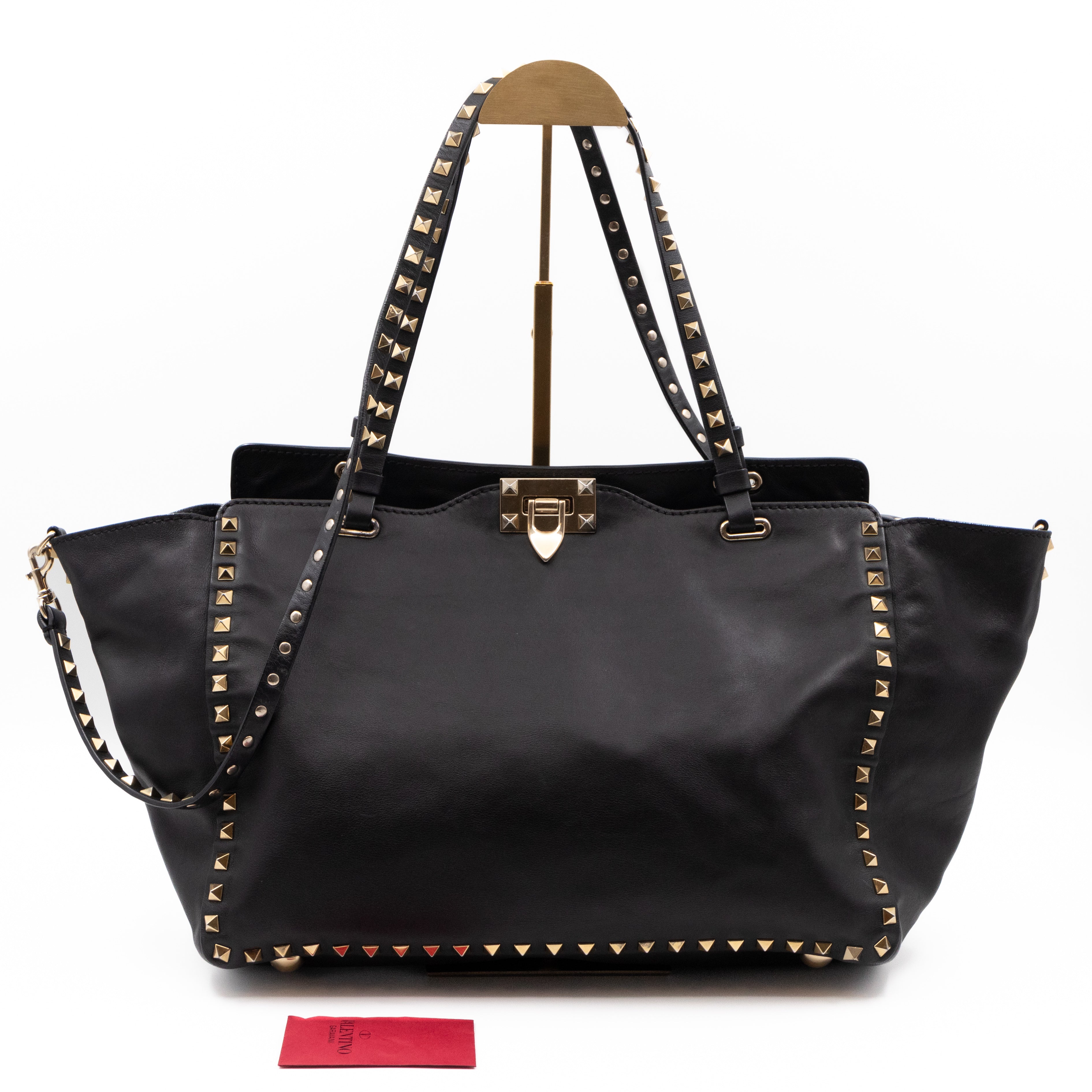 Rockstud Trapeze Tote Black Leather