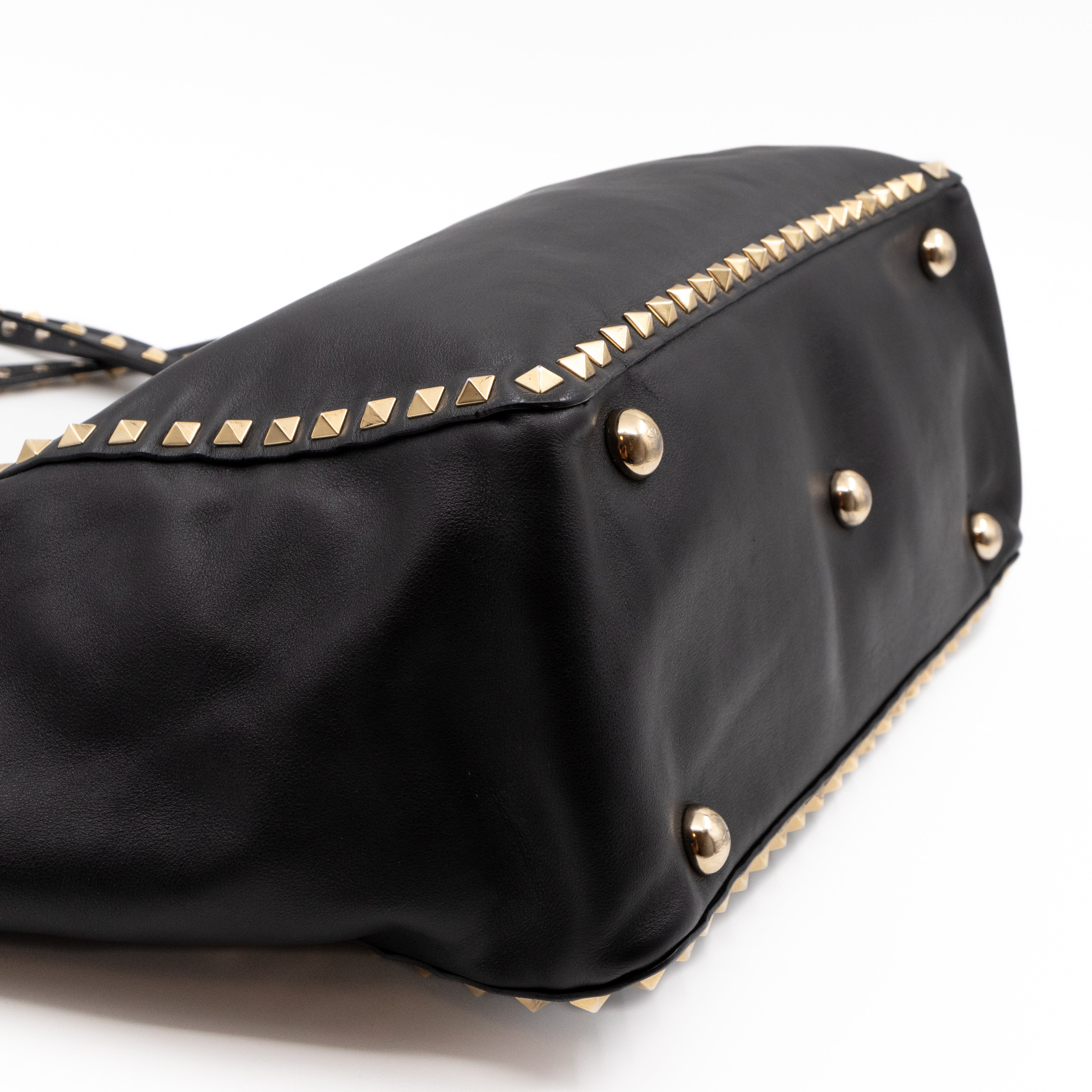 Rockstud Trapeze Tote Black Leather