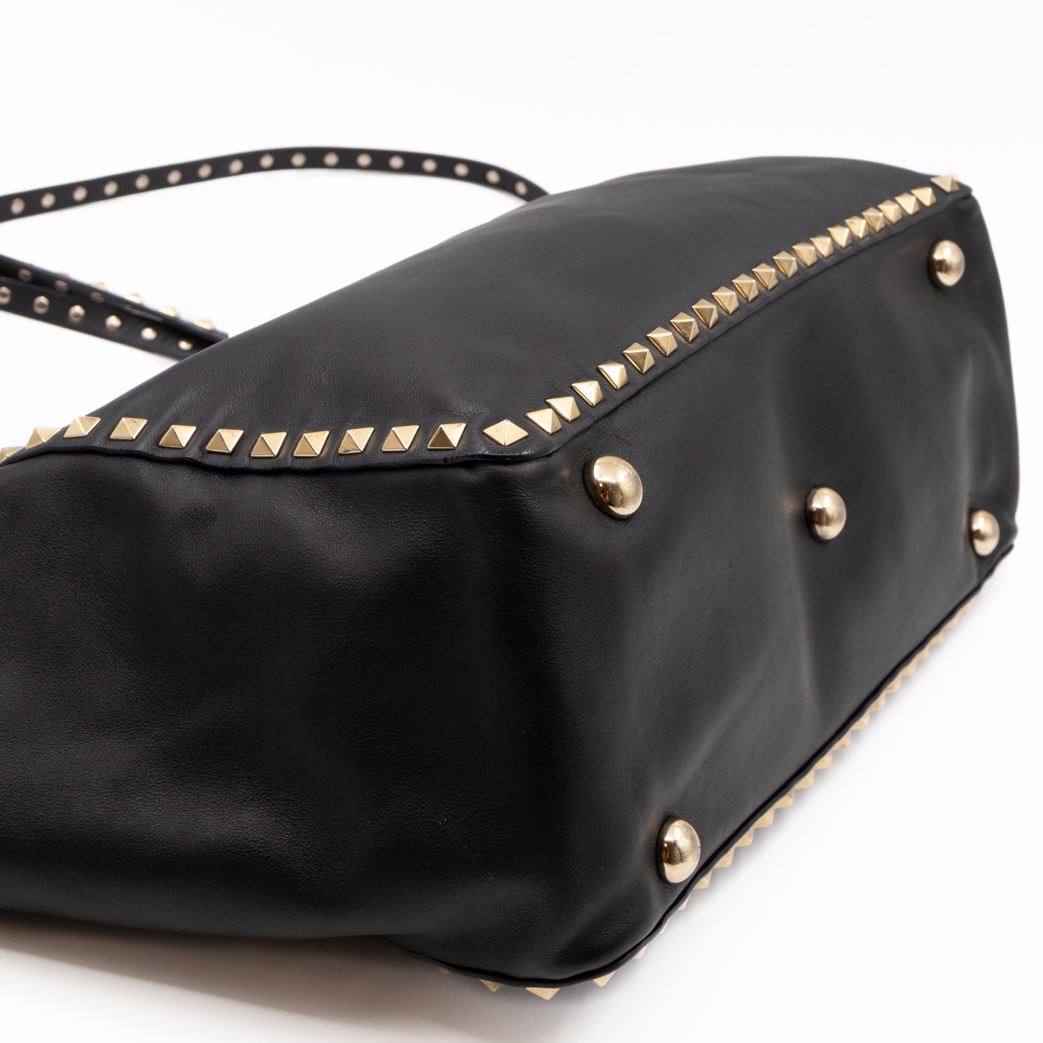 Rockstud Trapeze Tote Black Leather