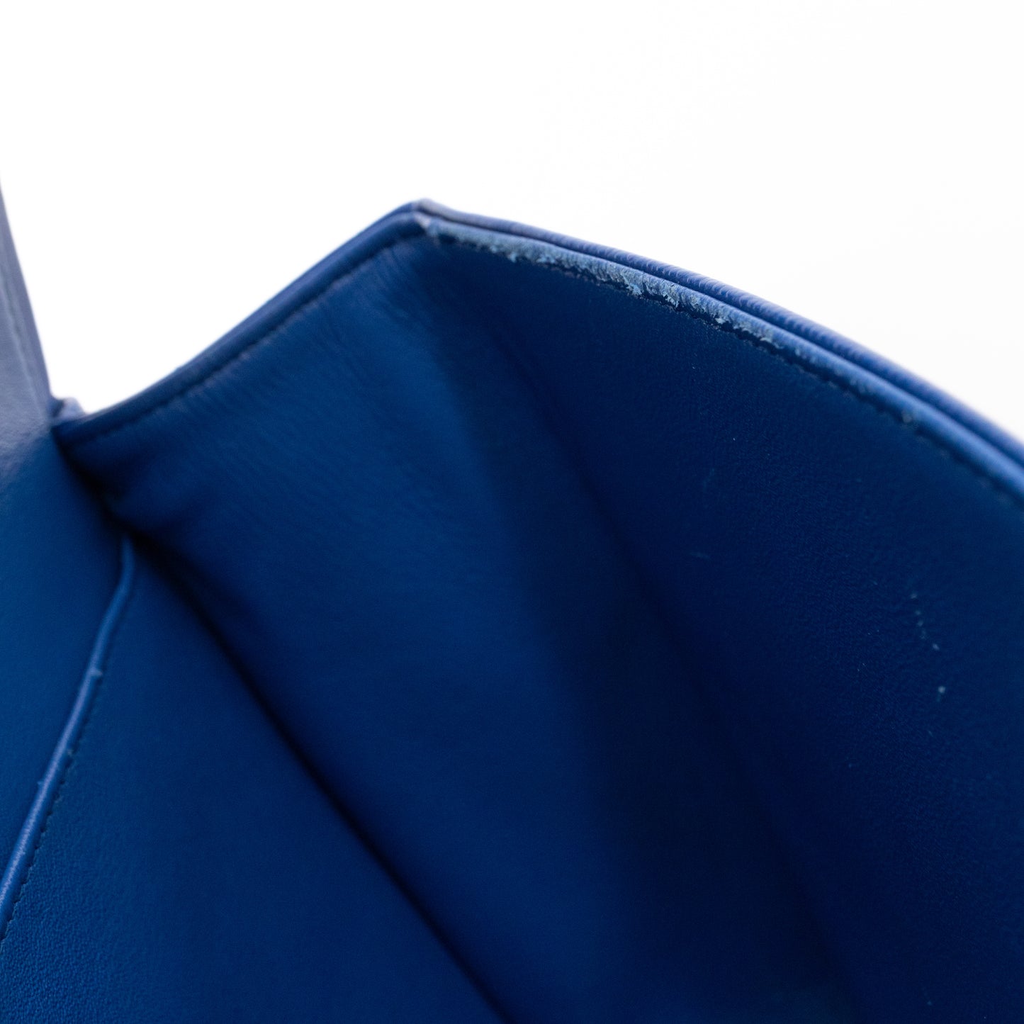 Classic Double Flap Jumbo Blue Chevron Caviar Silver