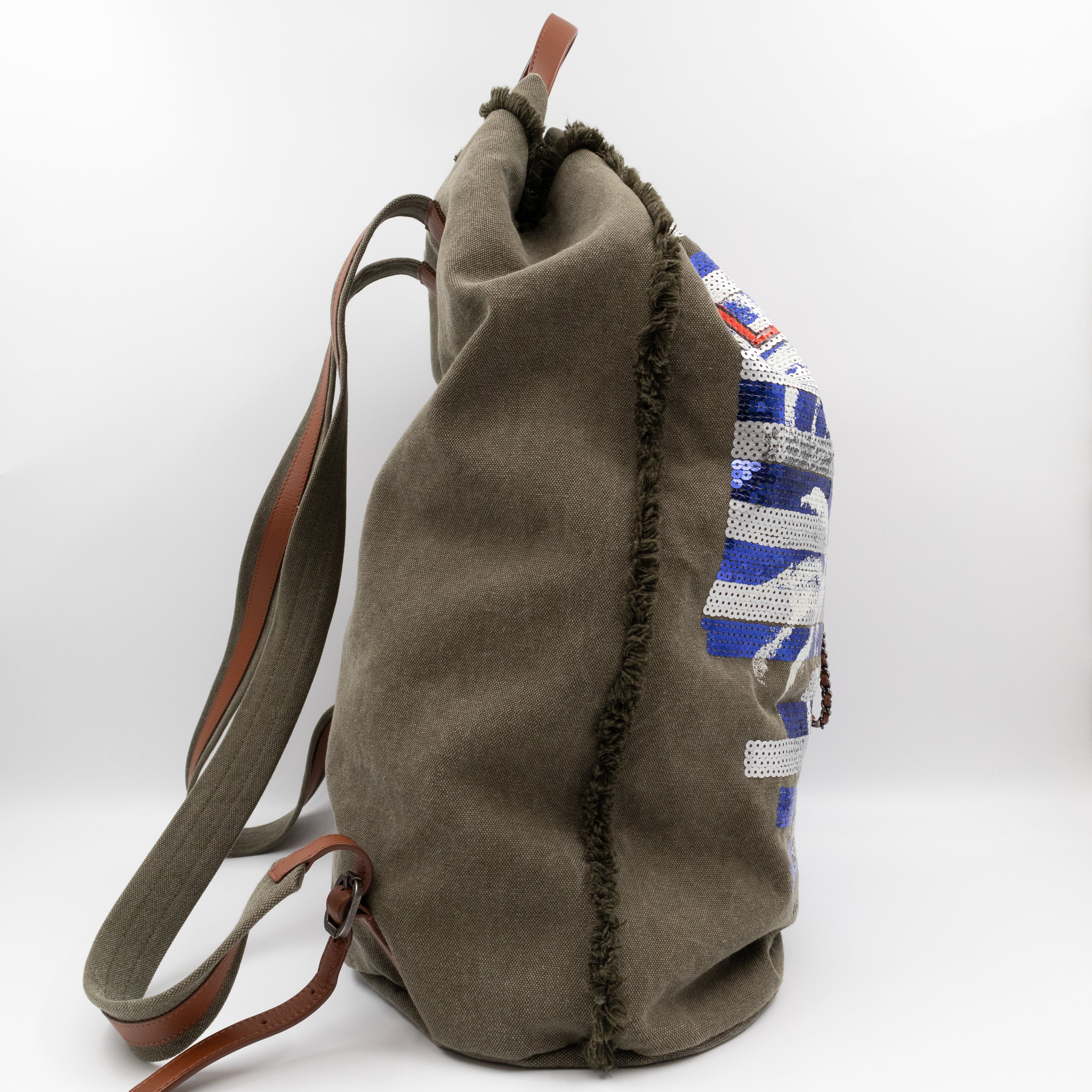 Cuba La Habana Backpack Green Sequin Canvas