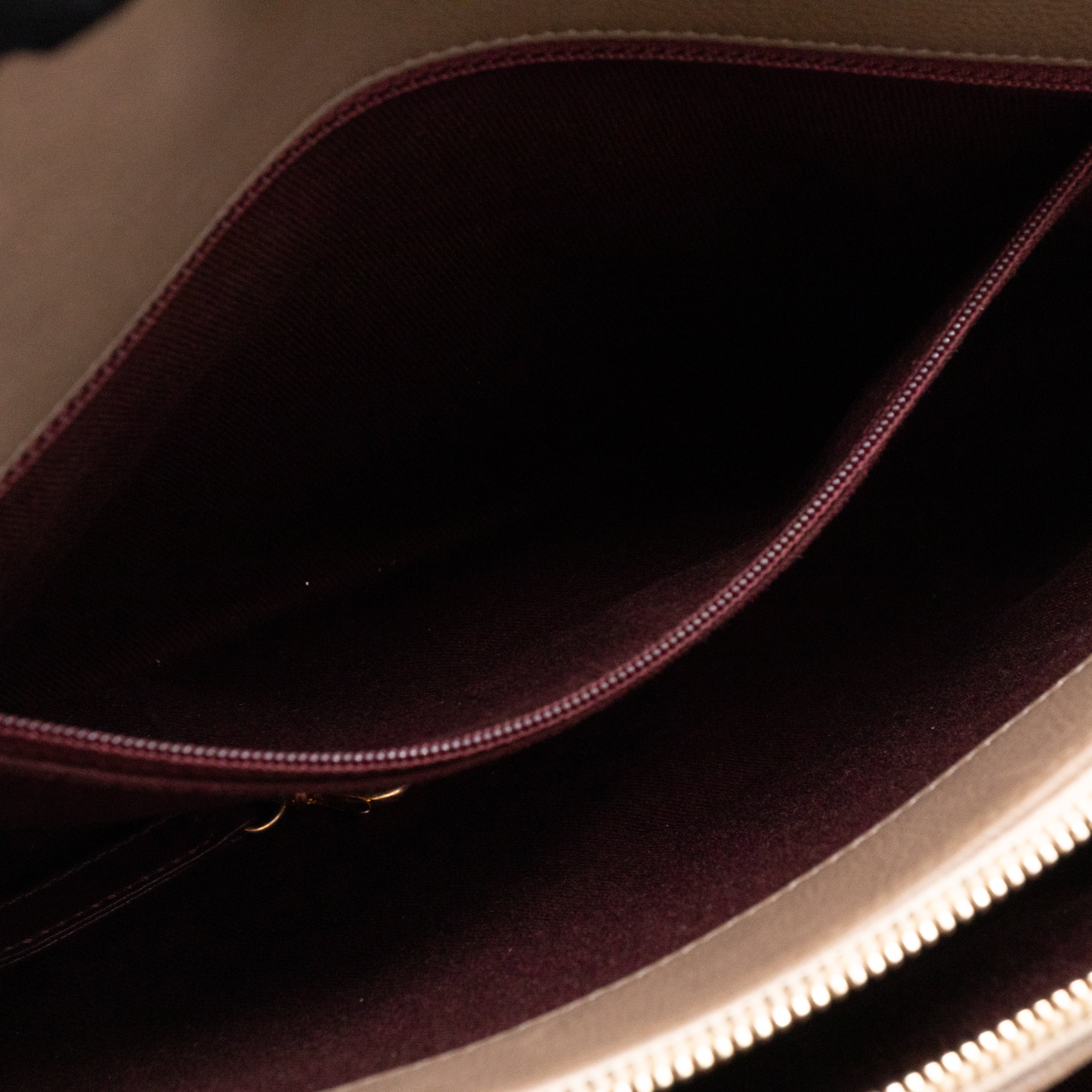 Paris-Dallas Medium Chic Stitch Tote Brown Calfskin Leather