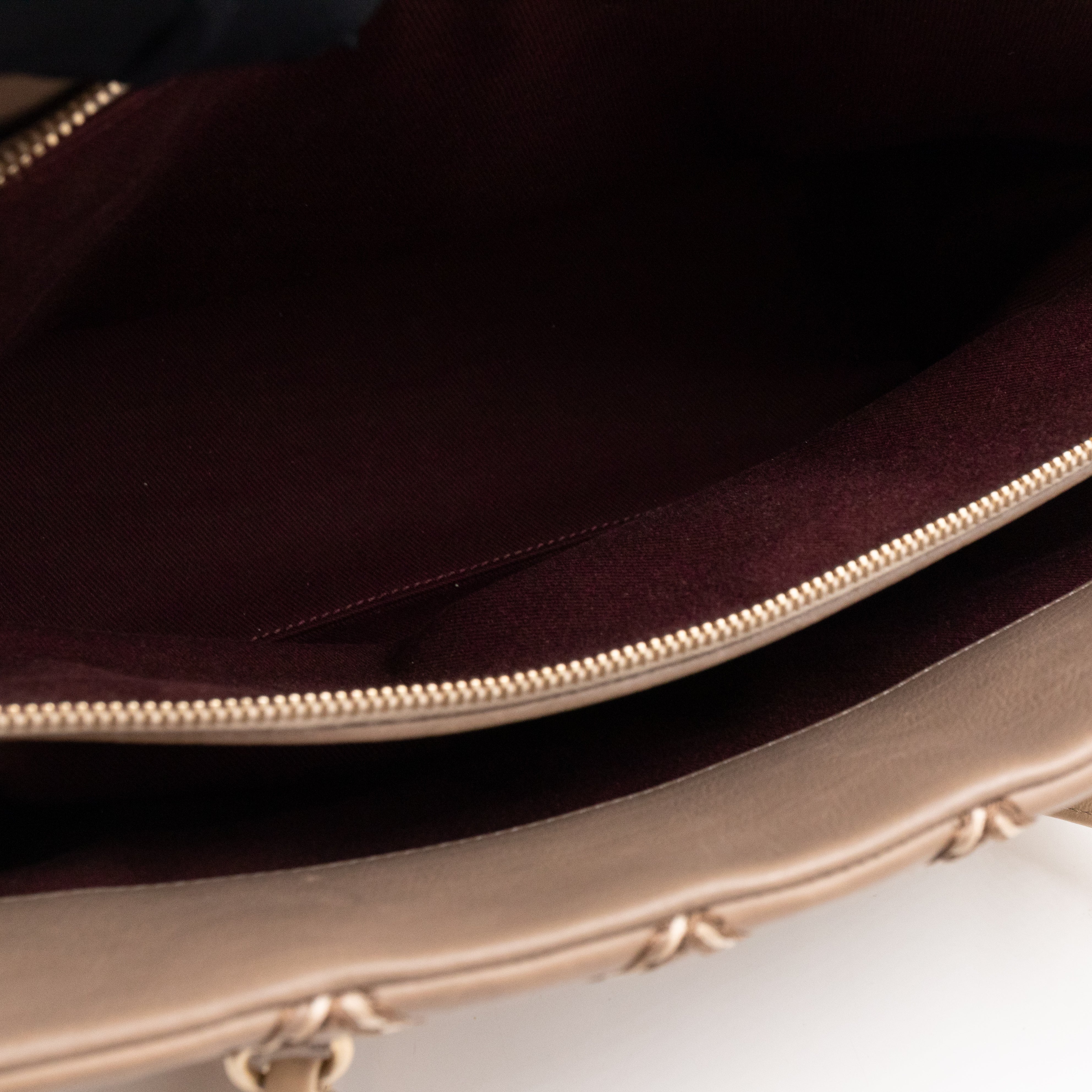 Paris-Dallas Medium Chic Stitch Tote Brown Calfskin Leather