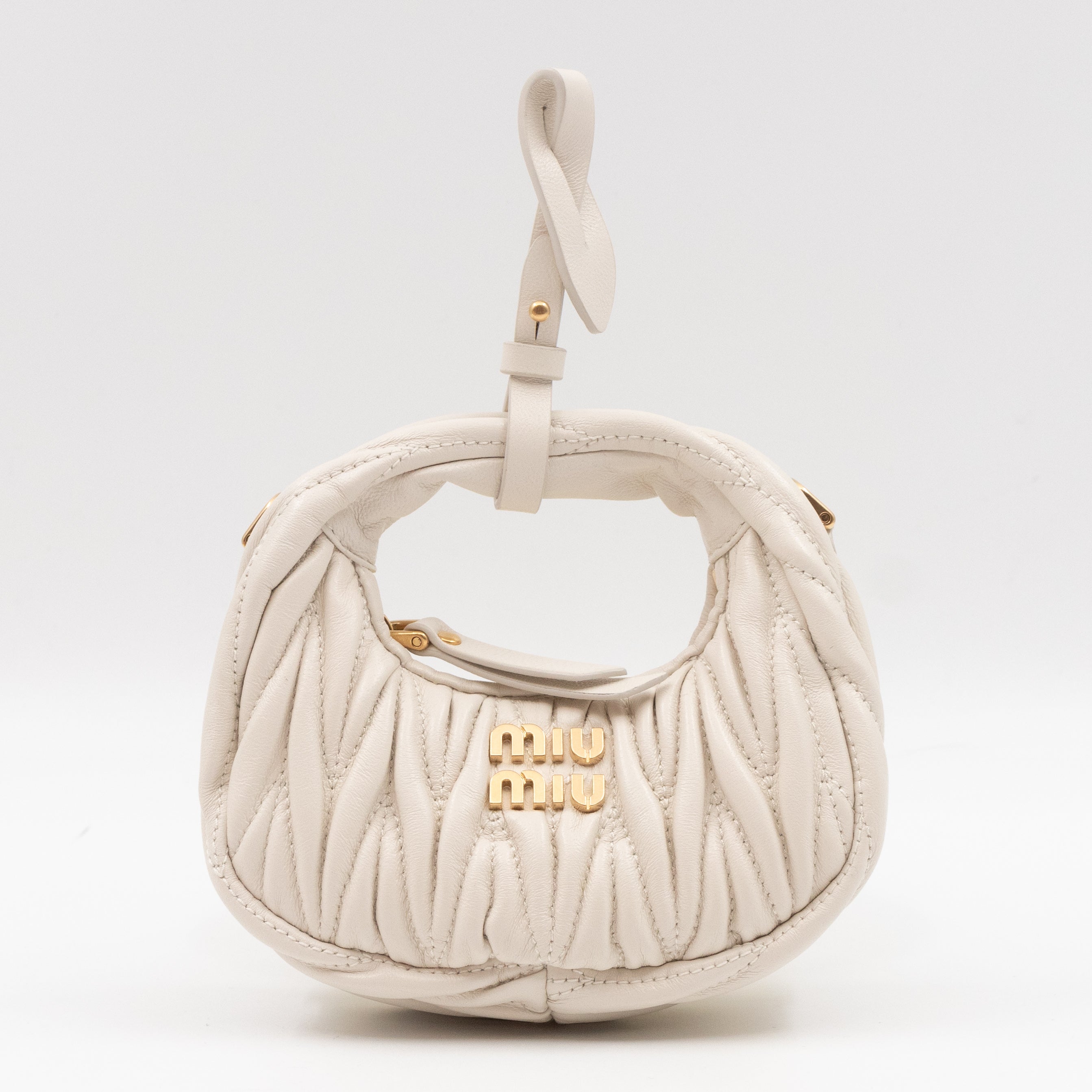 Wander Micro Hobo Bag White Matelassé Nappa Leather