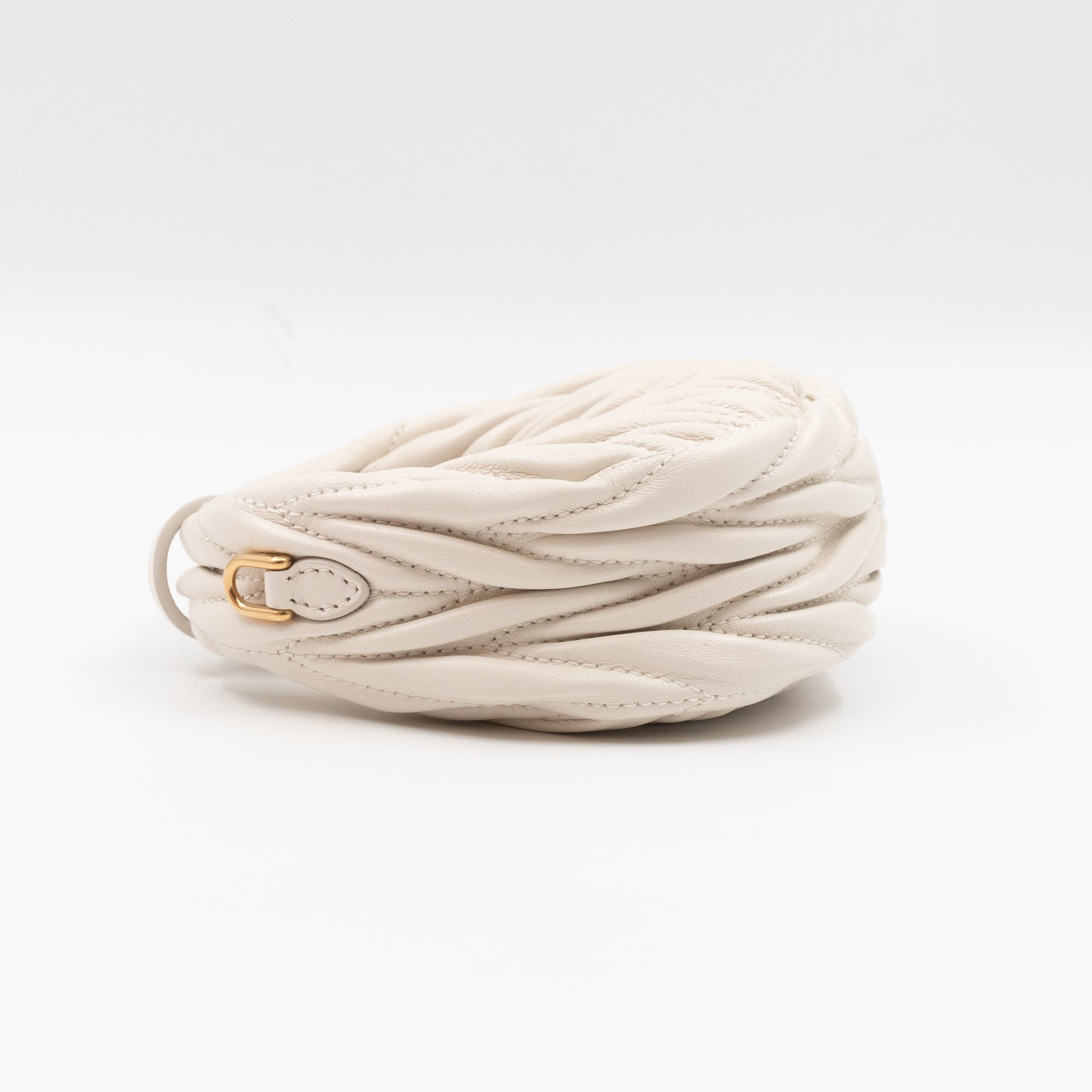 Wander Micro Hobo Bag White Matelassé Nappa Leather