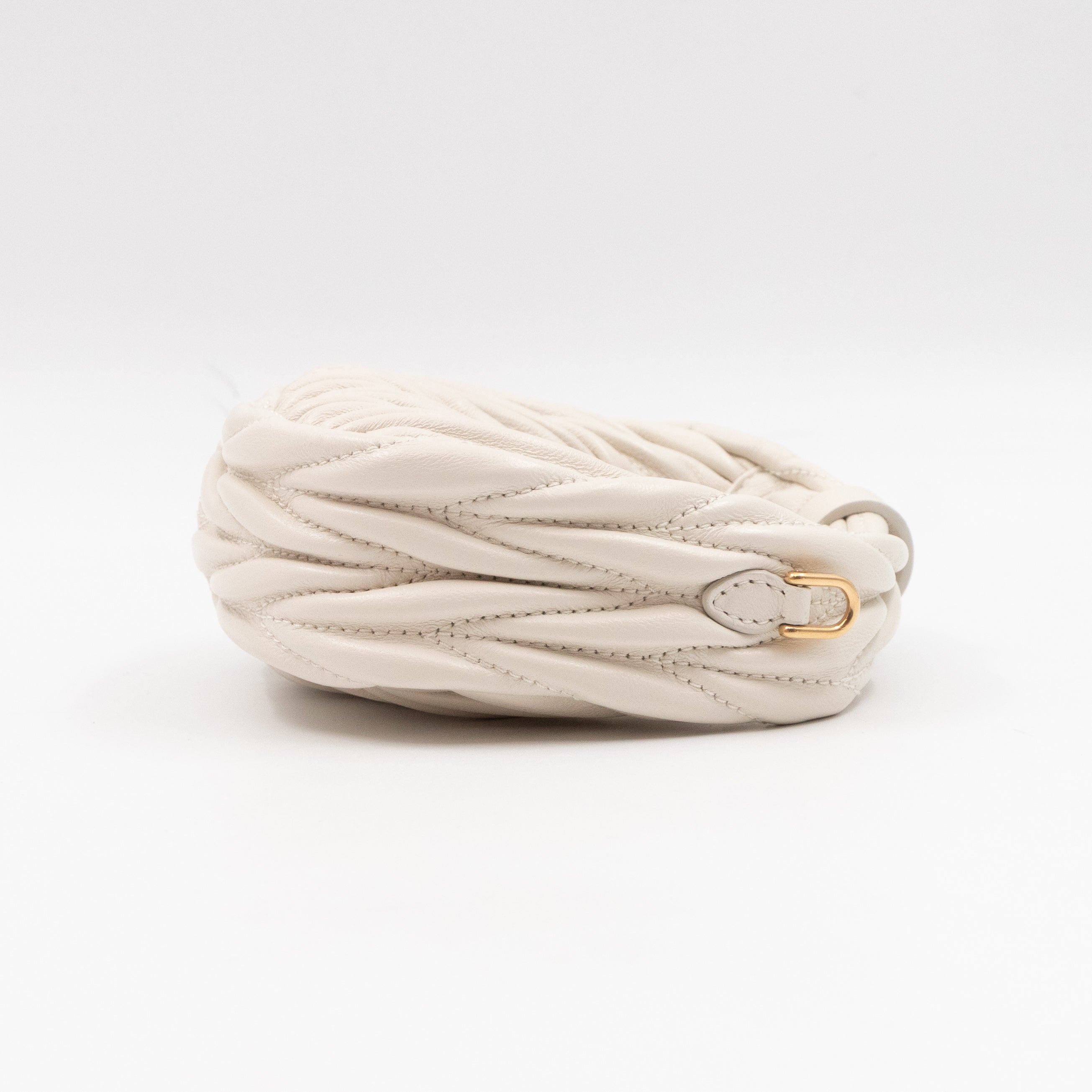 Wander Micro Hobo Bag White Matelassé Nappa Leather