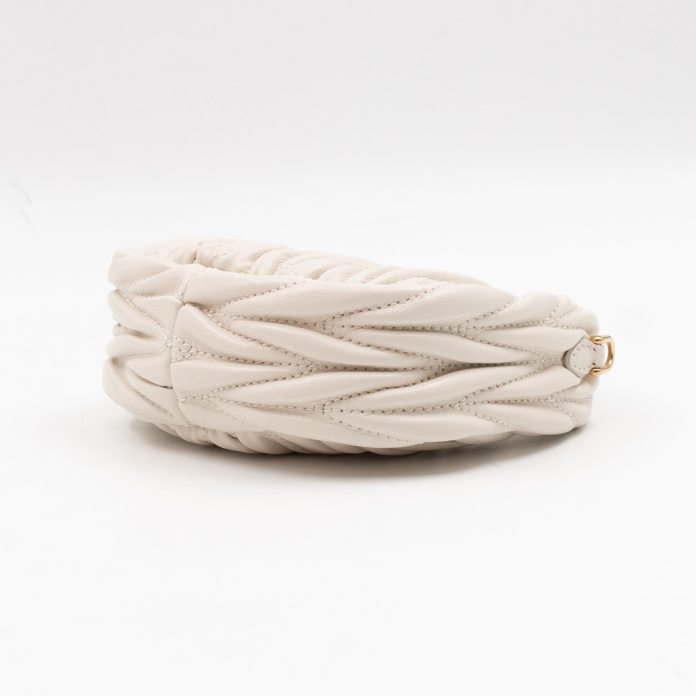 Wander Micro Hobo Bag White Matelassé Nappa Leather
