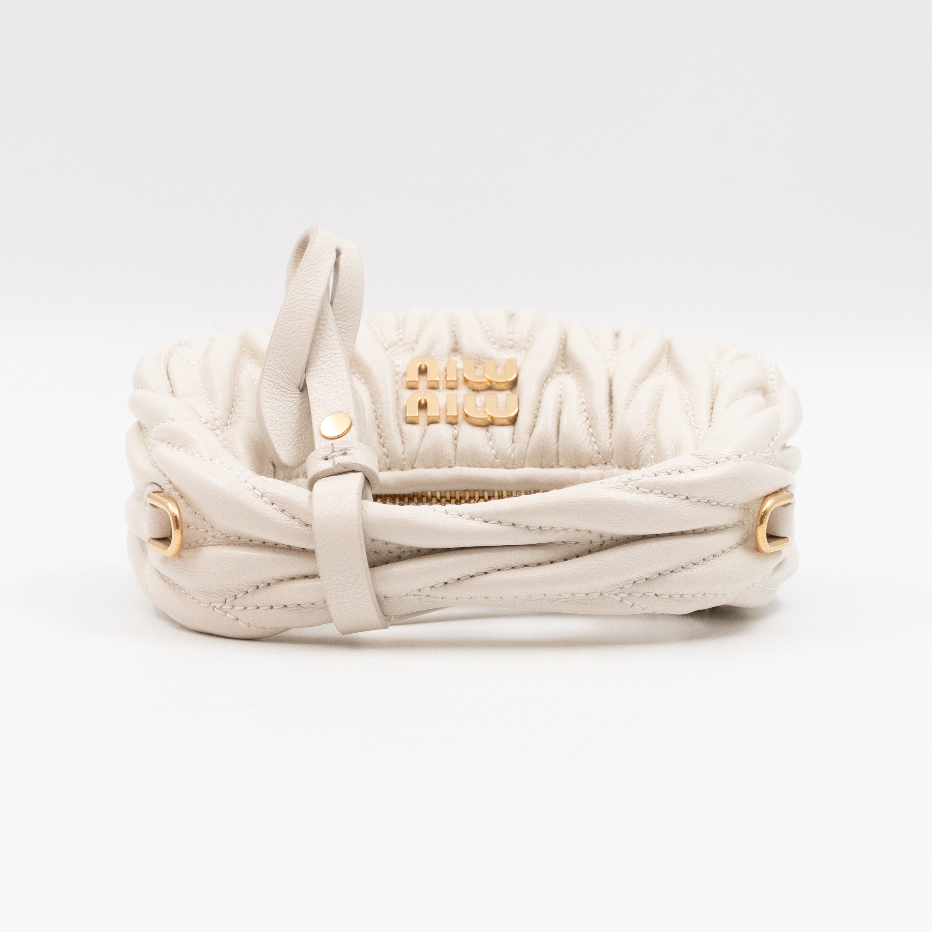 Wander Micro Hobo Bag White Matelassé Nappa Leather