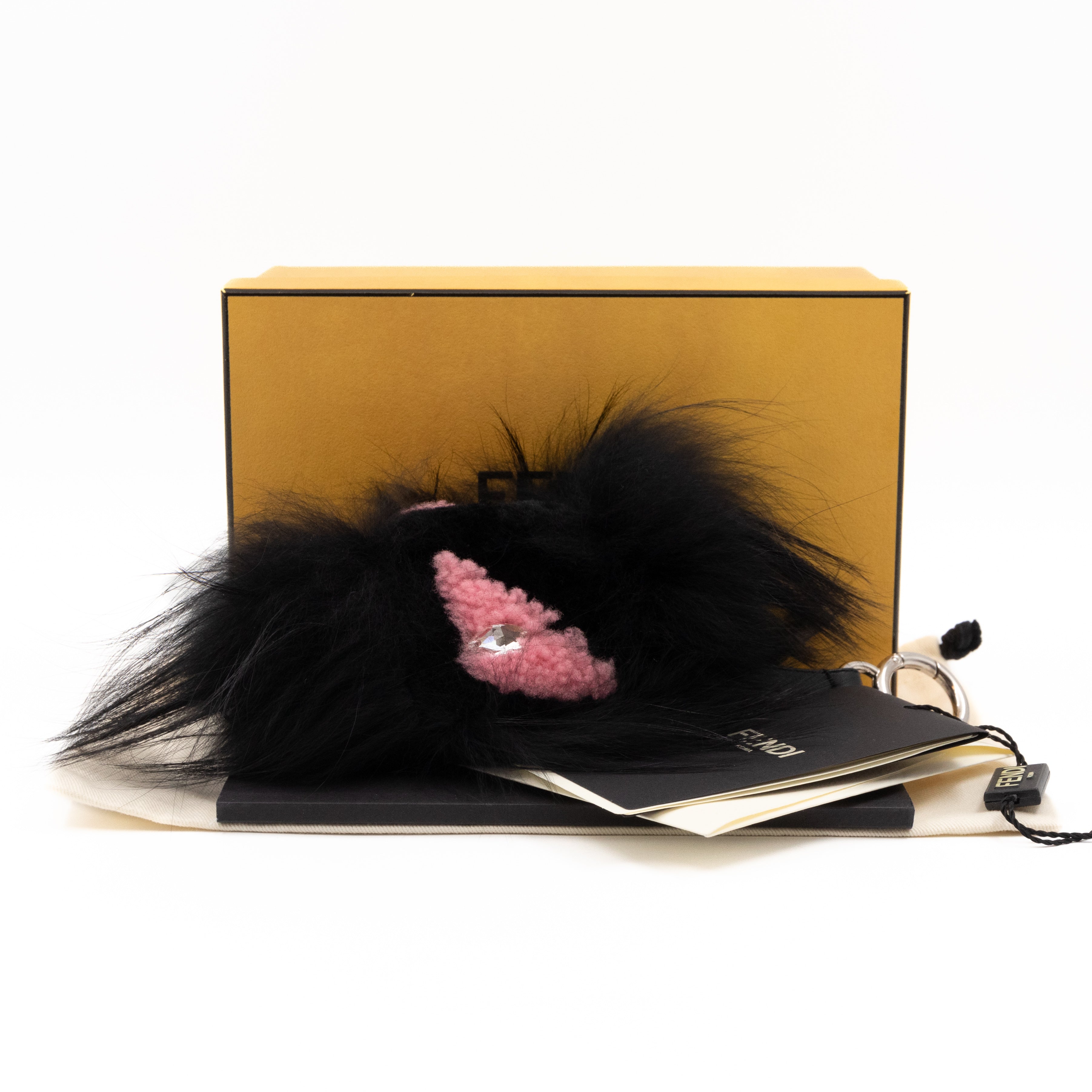 Fox Fur Shearling Crystal Pinky Punky Monster Bag Bug Charm