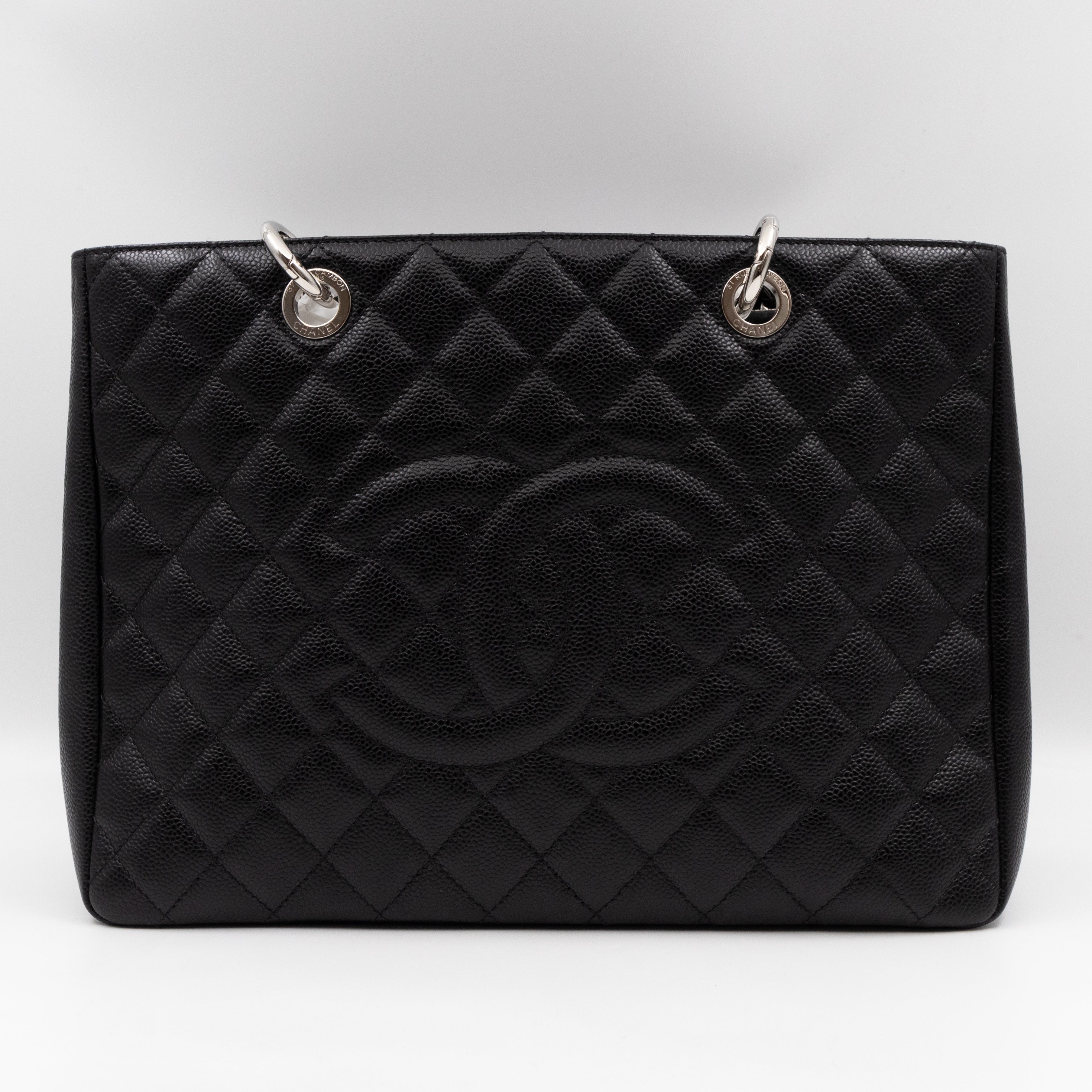 GST Grand Shopping Tote Black Caviar Silver