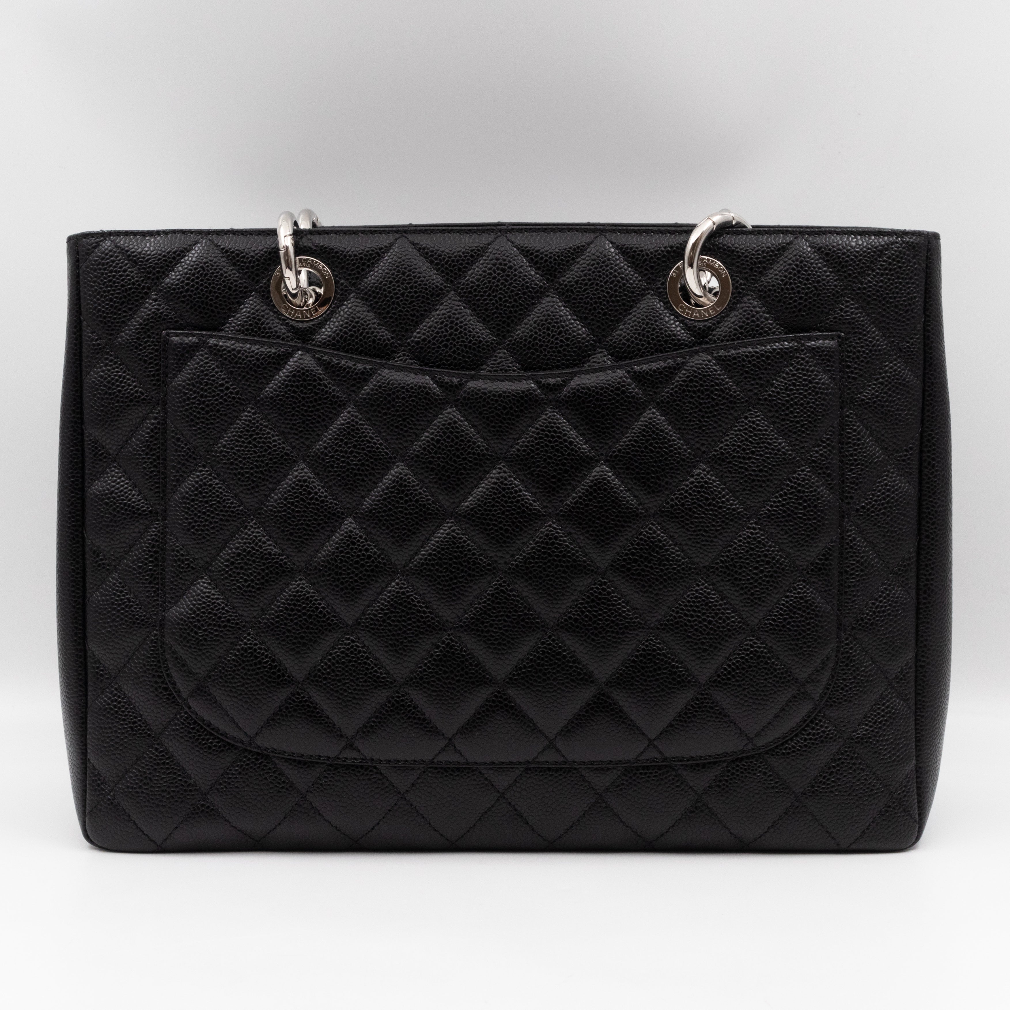 GST Grand Shopping Tote Black Caviar Silver
