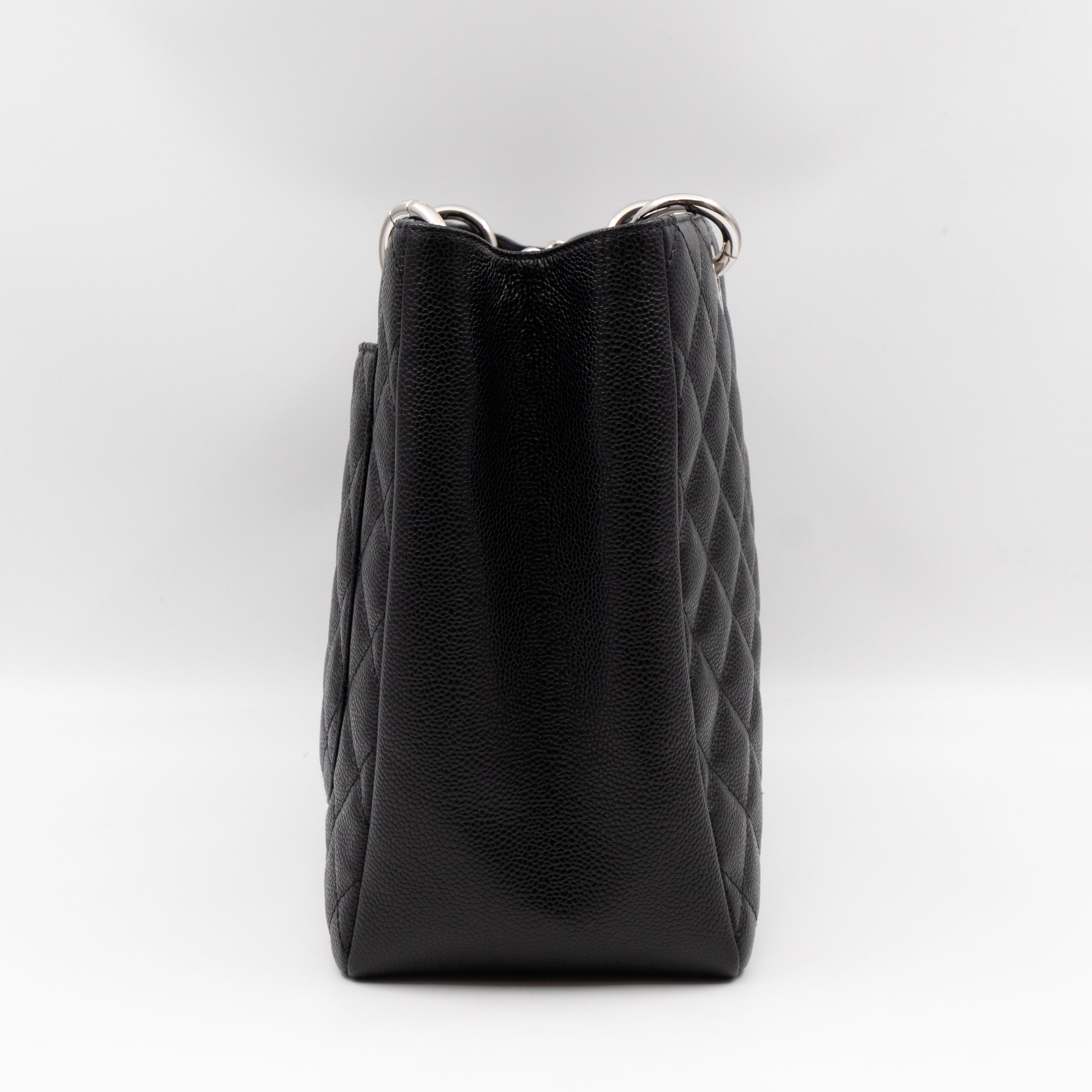 GST Grand Shopping Tote Black Caviar Silver