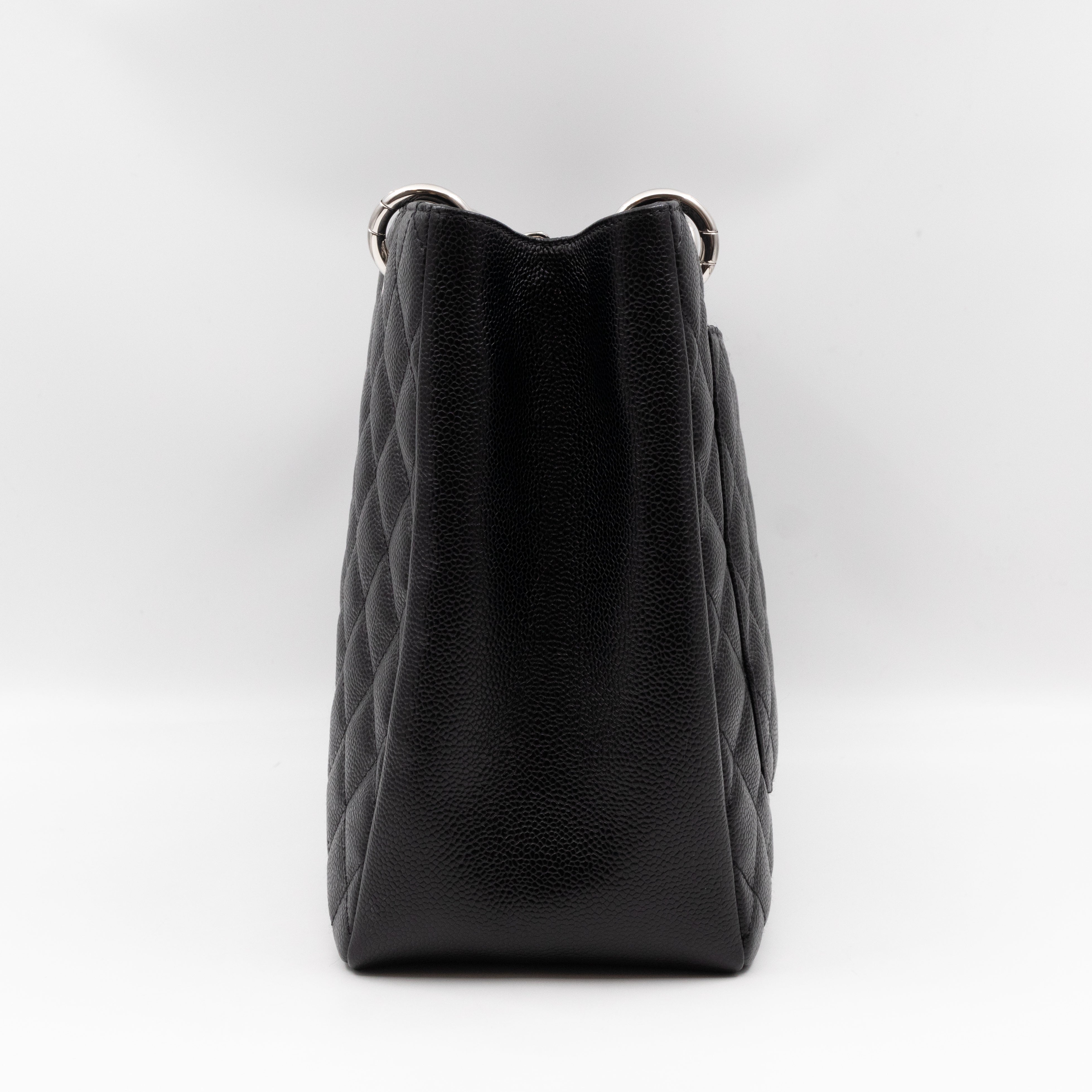 GST Grand Shopping Tote Black Caviar Silver