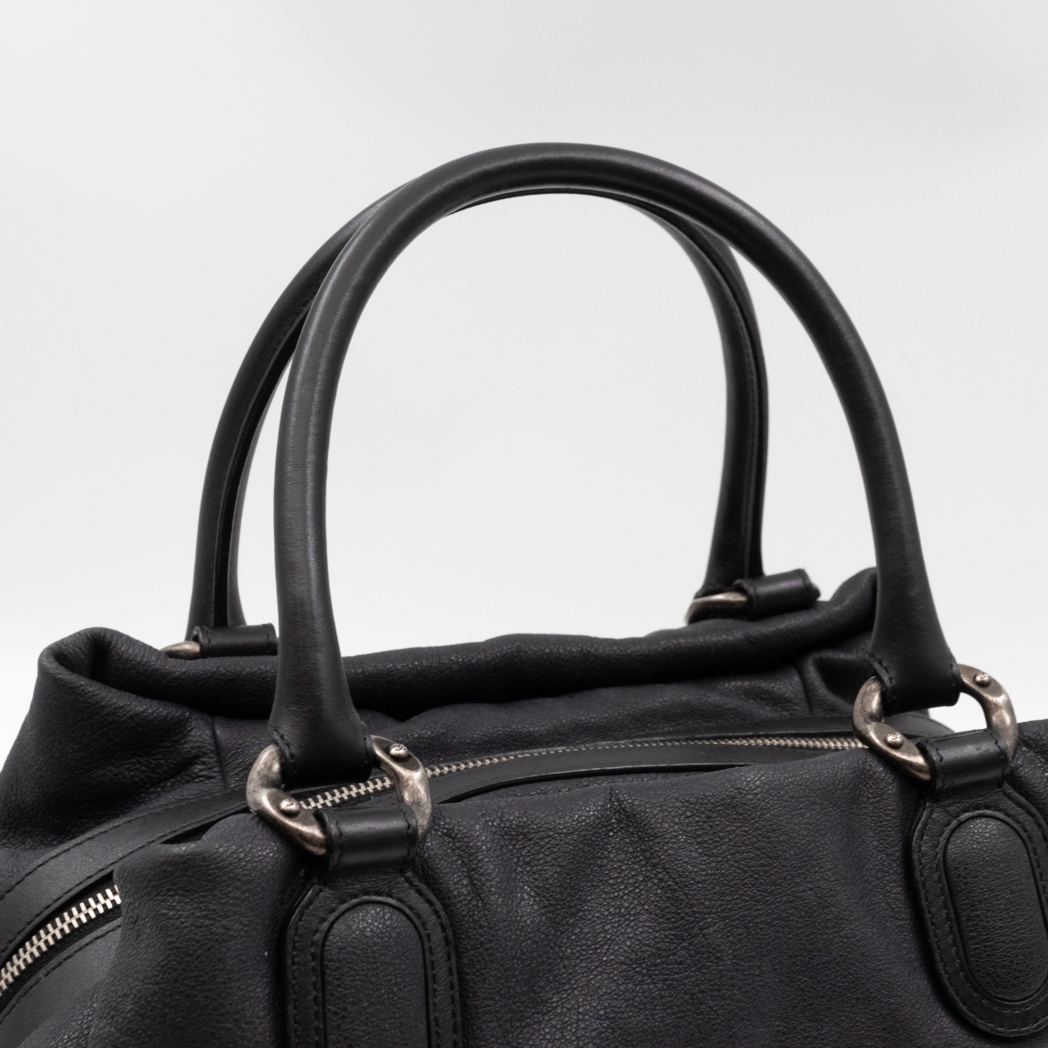 Bowling Bag Black Washed Leather