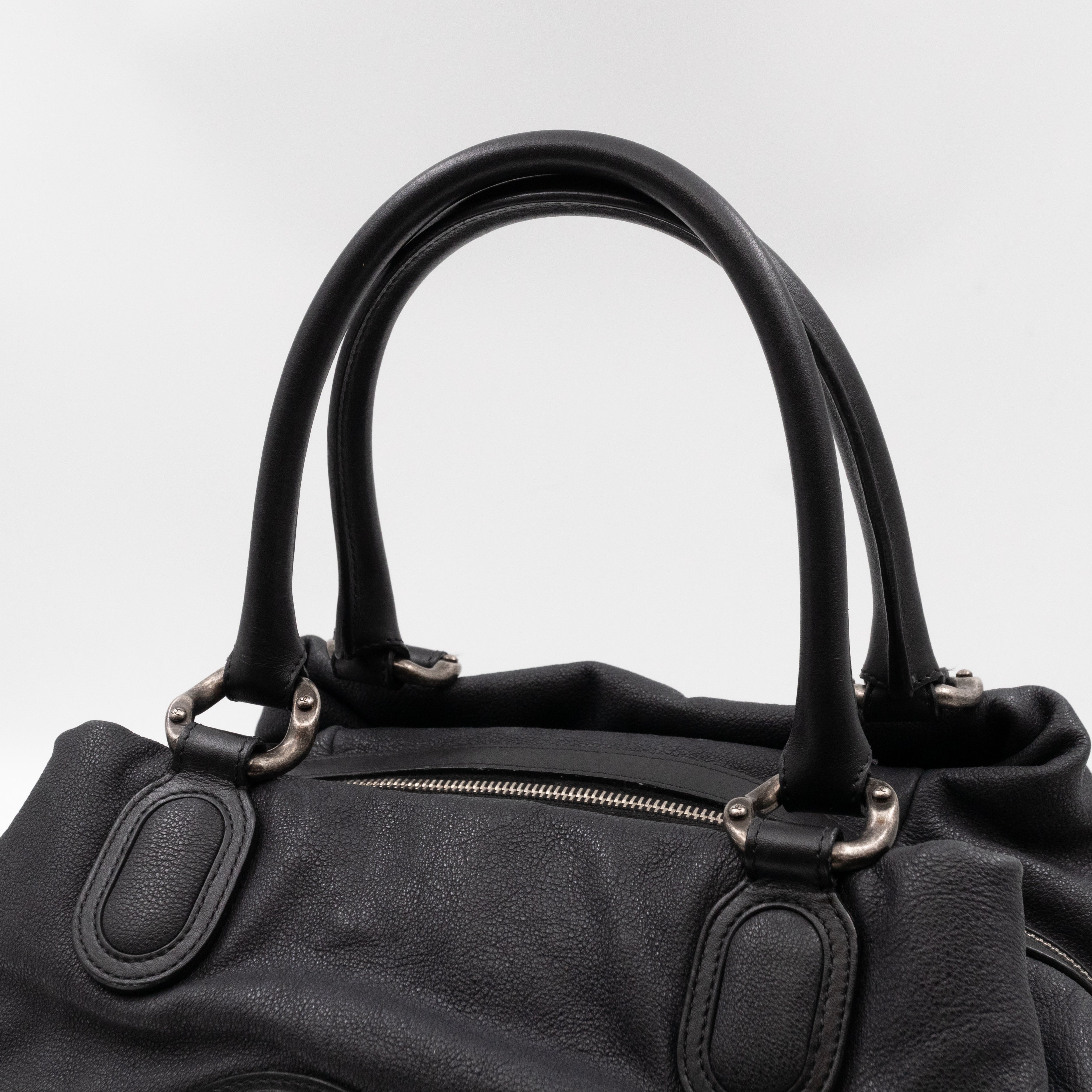 Bowling Bag Black Washed Leather