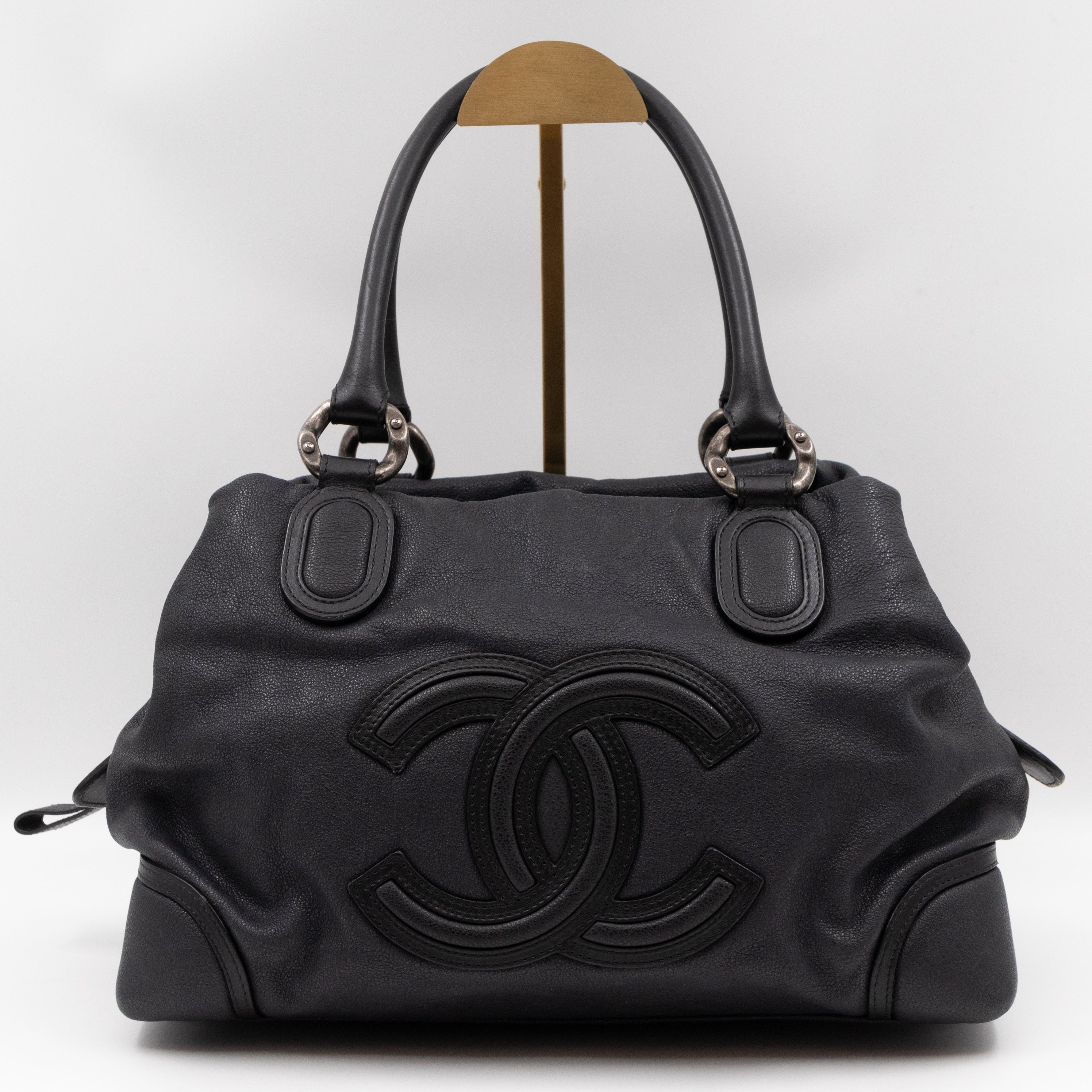 Bowling Bag Black Washed Leather